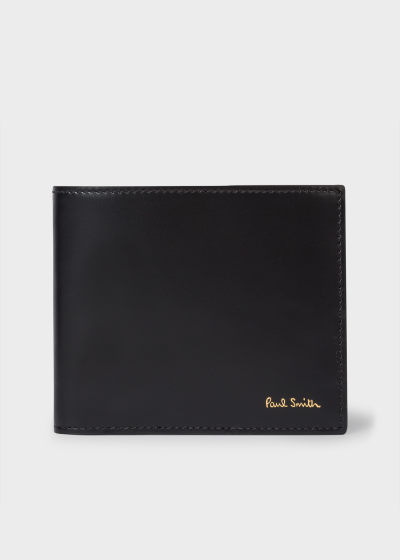 Men's Black Leather Signature Stripe Interior Billfold Wallet - Paul ...