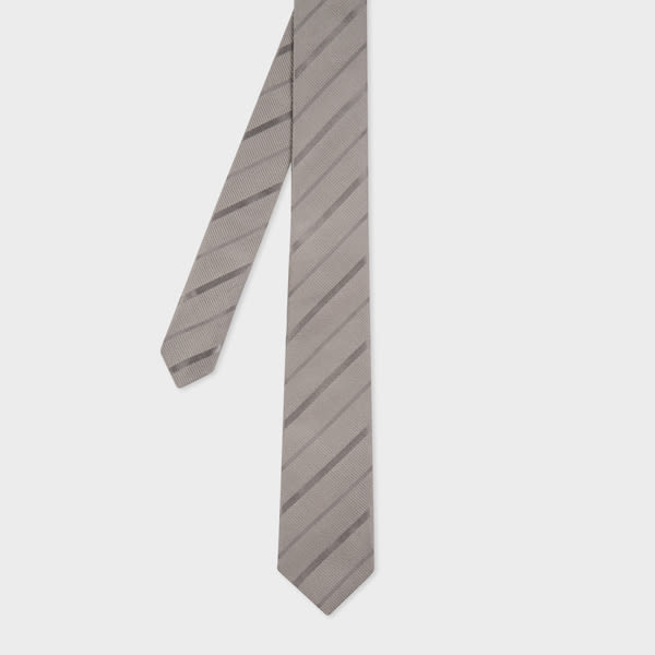 Paul Smith Grey Textured-stripe Cotton-silk Tie In Grey