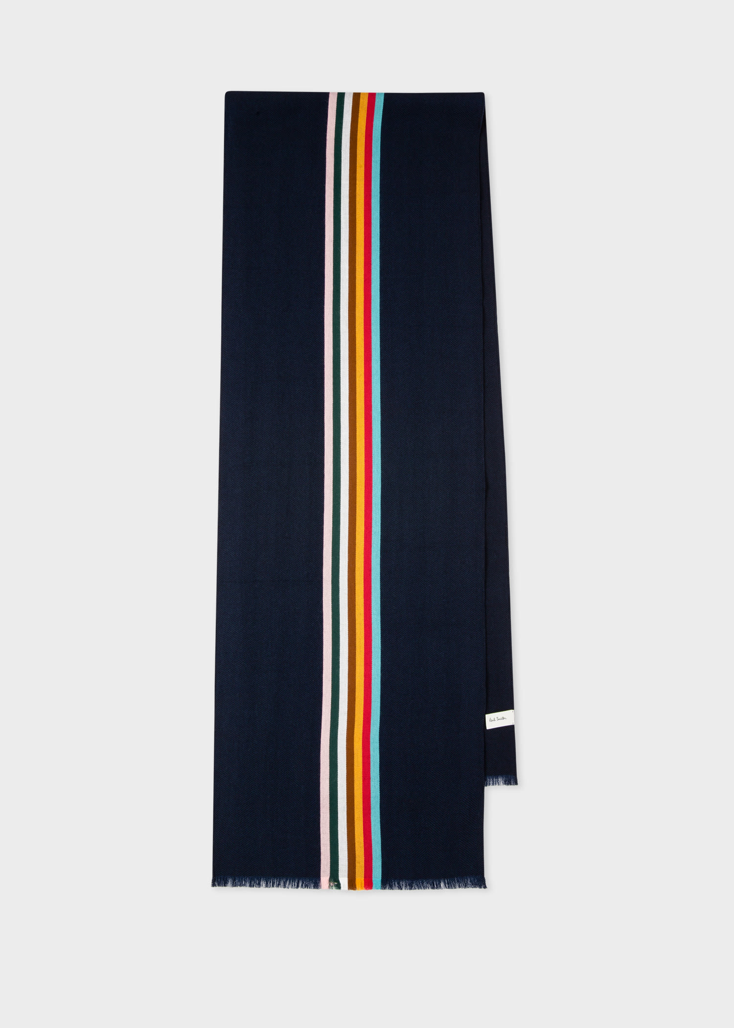 Paul Smith Dark Blue Central Multi Stripe Scarf