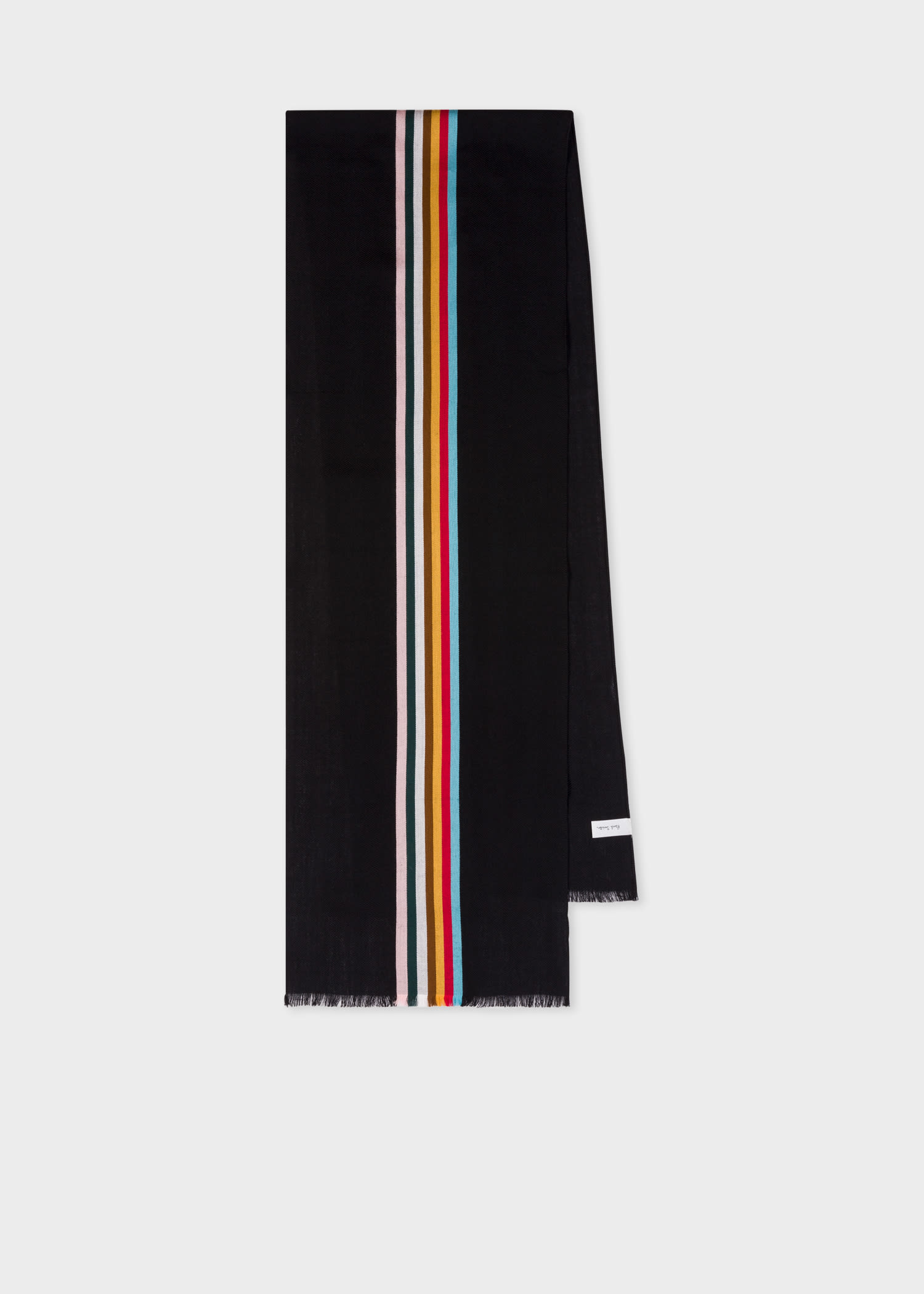 Paul Smith Black Wool-blend Central Multi Stripe Scarf