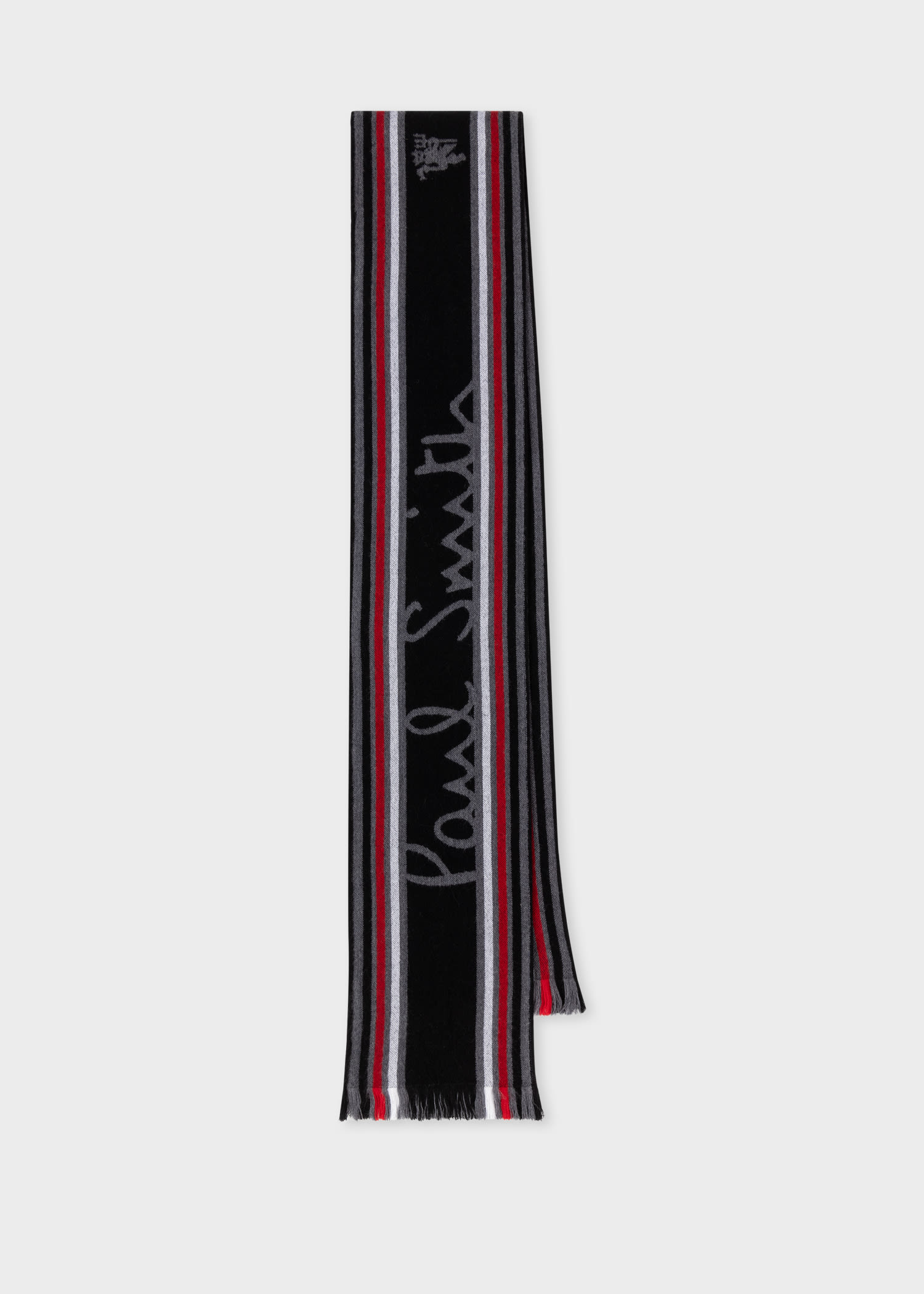 Paul Smith & Manchester United - Stripe Logo Wool Scarf Black