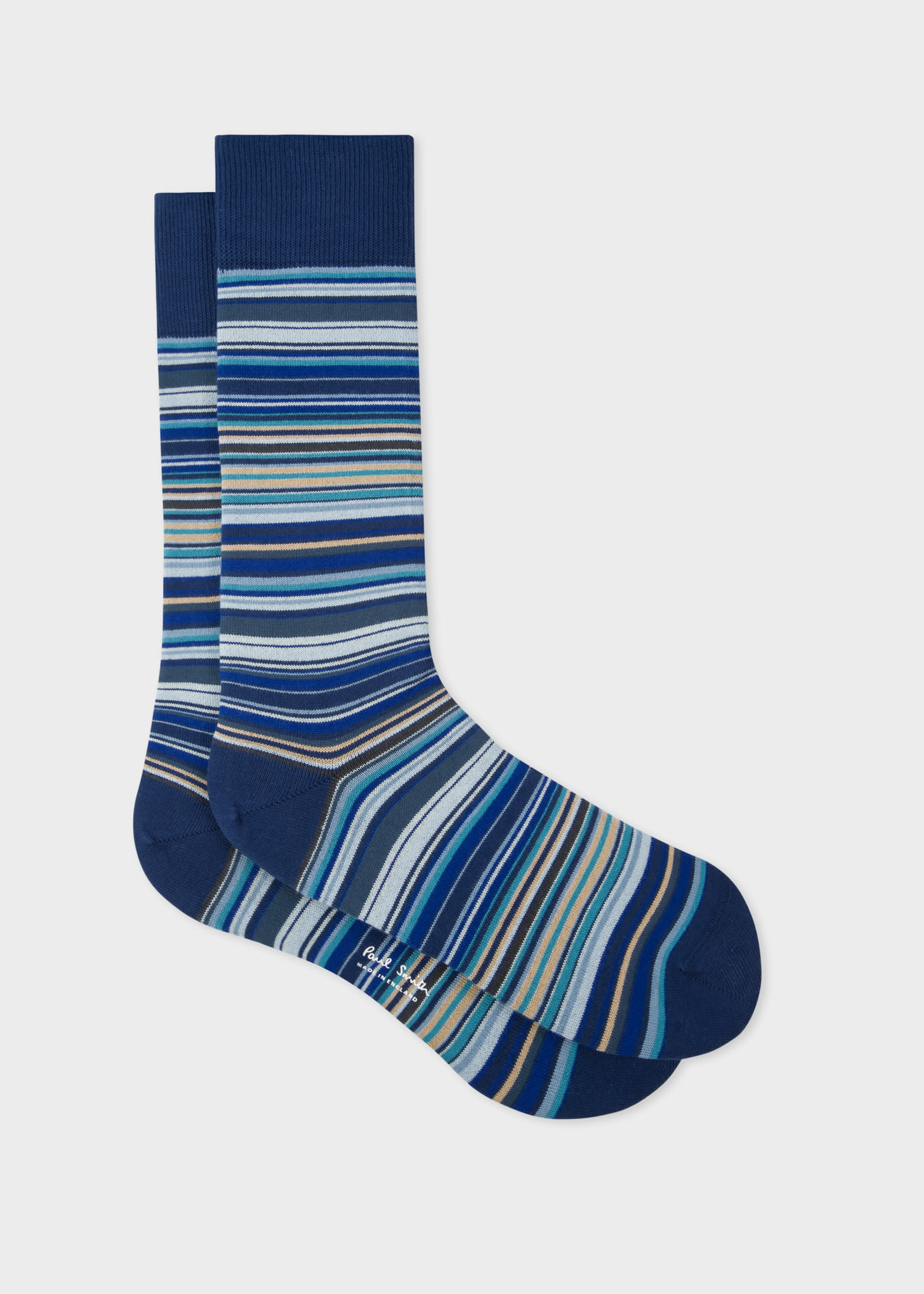 Paul Smith Multicolored Fine Striped Socks In Blue