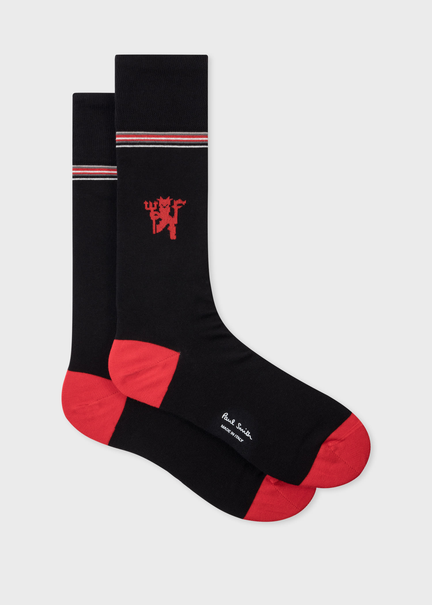 Paul Smith For Manchester United - 'red Devil' Socks Black In Black