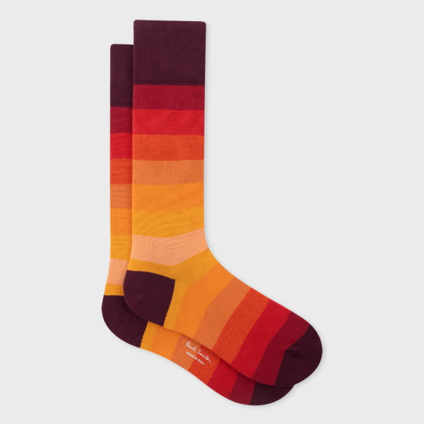 Paul Smith Men's Gradient Stripe Crew Socks In Red