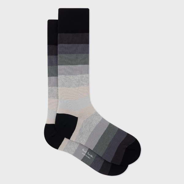 PAUL SMITH BLACK GRADIENT STRIPE SOCKS