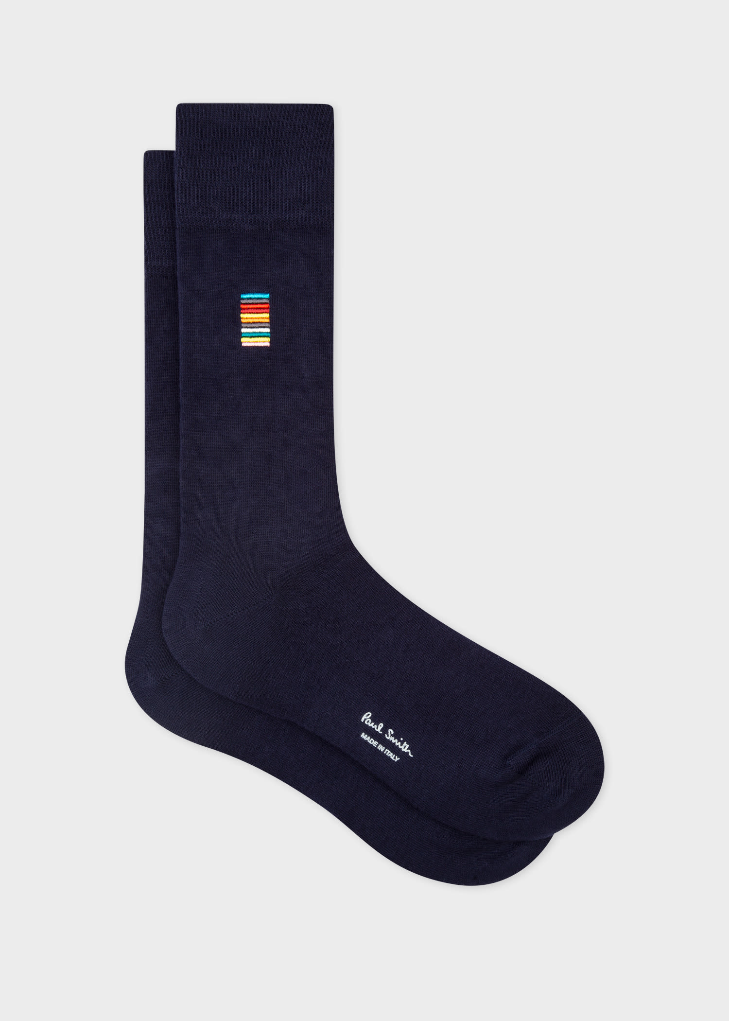 Paul Smith Navy Embroidered 'signature Stripe' Socks Blue