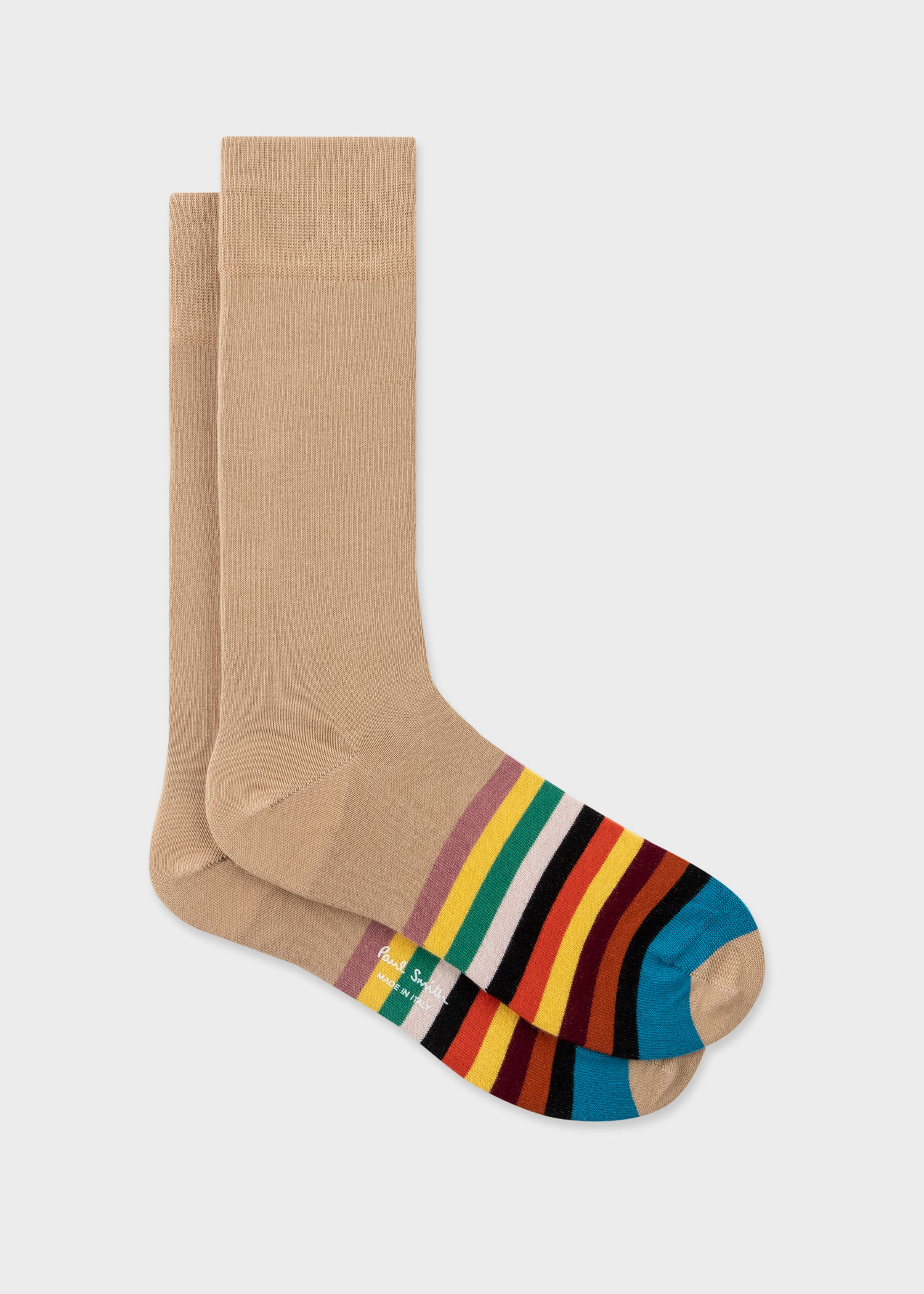 Paul Smith Camel Stripe Tipping Socks Brown