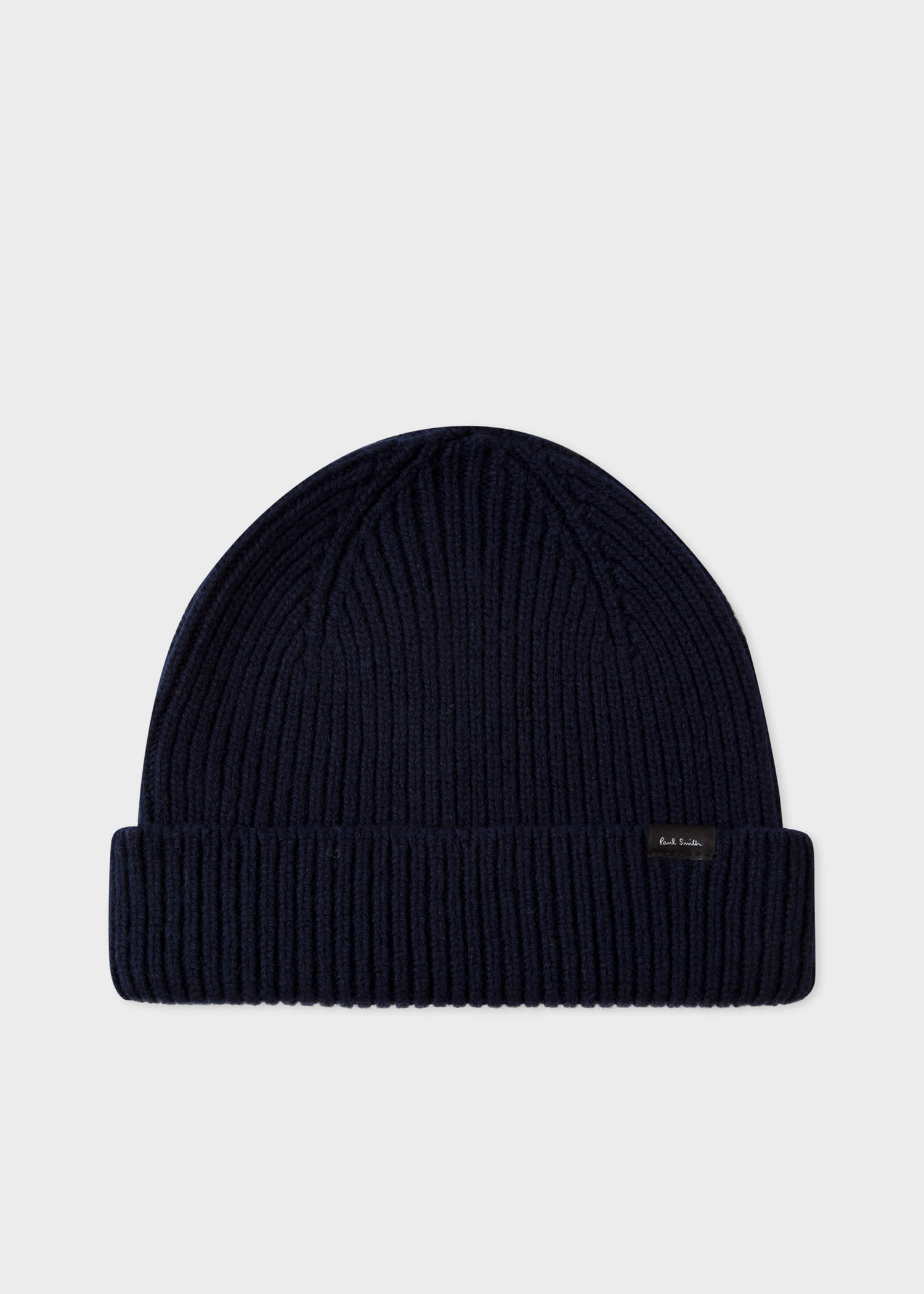 Paul Smith Navy Cashmere-blend Ribbed Beanie Hat In Blue