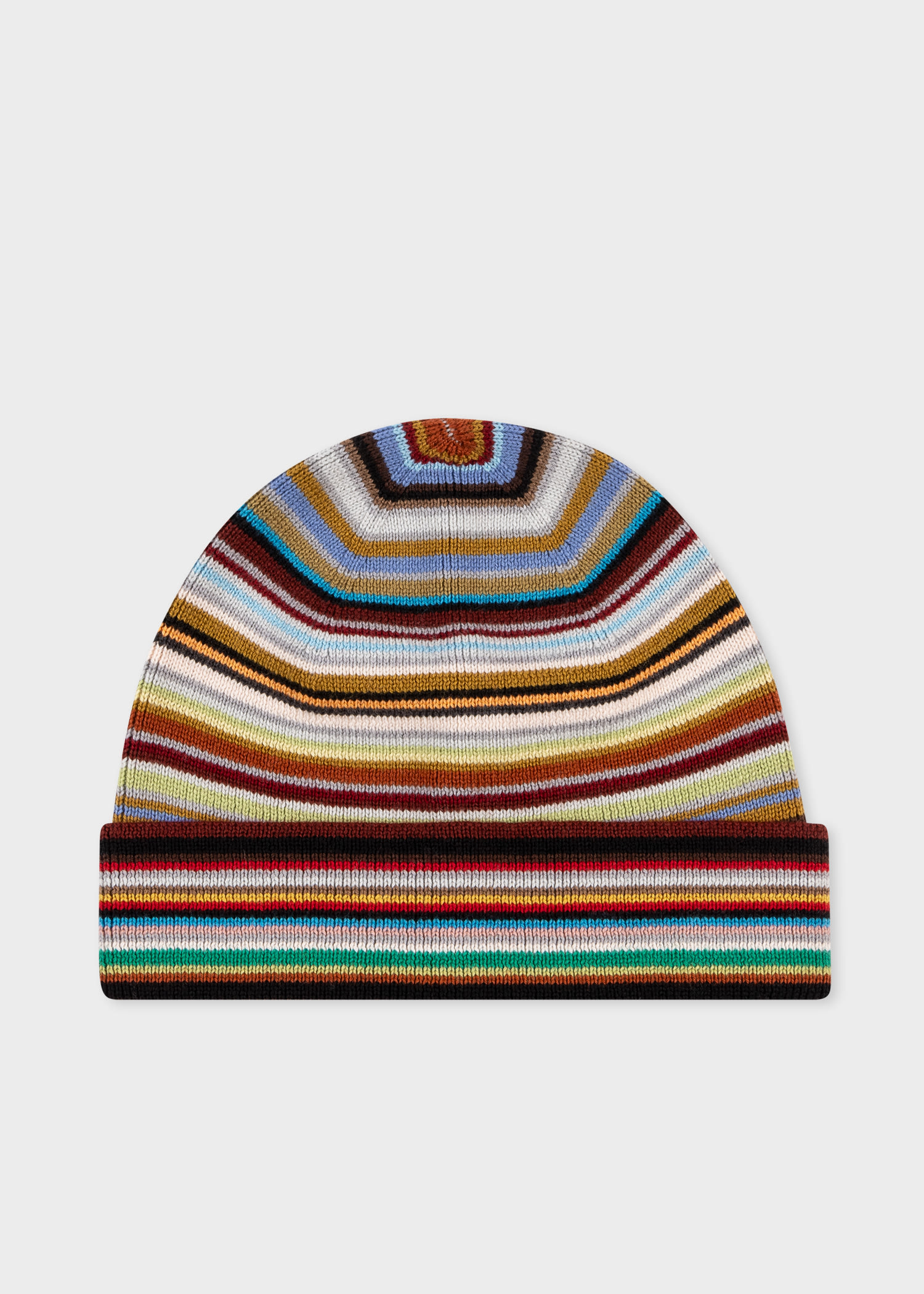 Paul Smith Merino Wool 'signature Stripe' Beanie Hat Multicolour