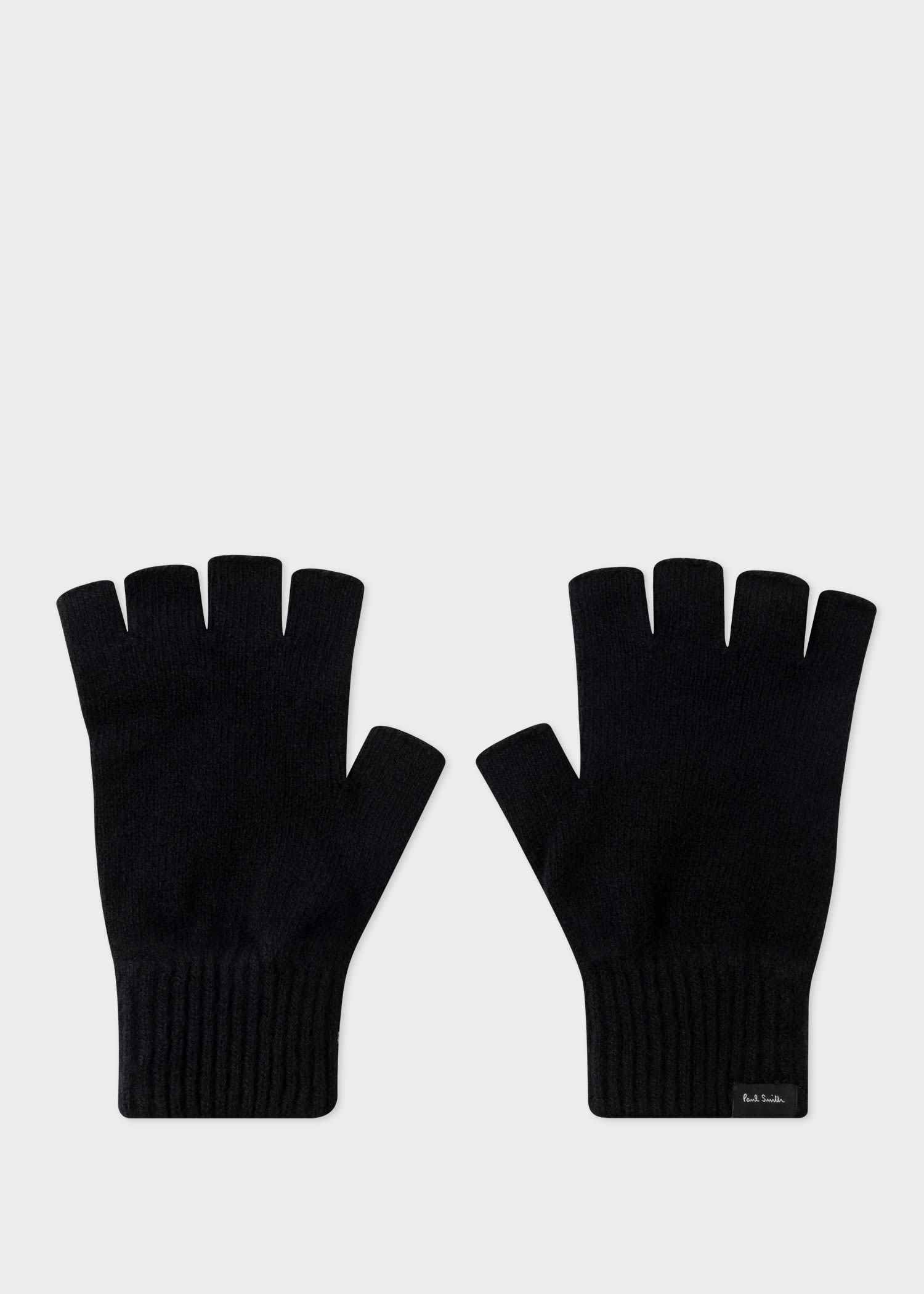 Paul Smith Black Fingerless Cashmere-blend Gloves In Blue