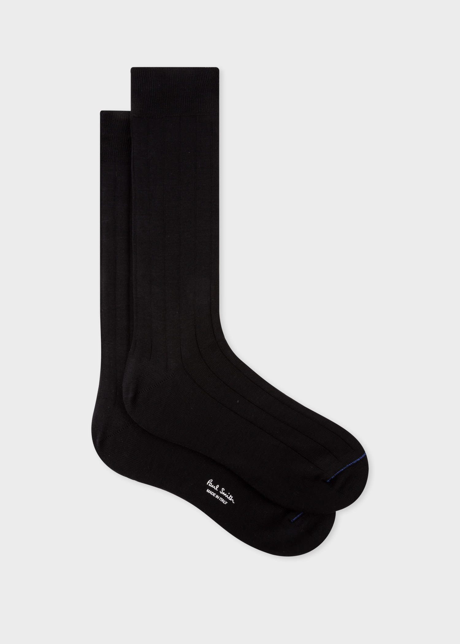 Paul Smith Black Cotton-blend Ribbed Socks In 79 Black