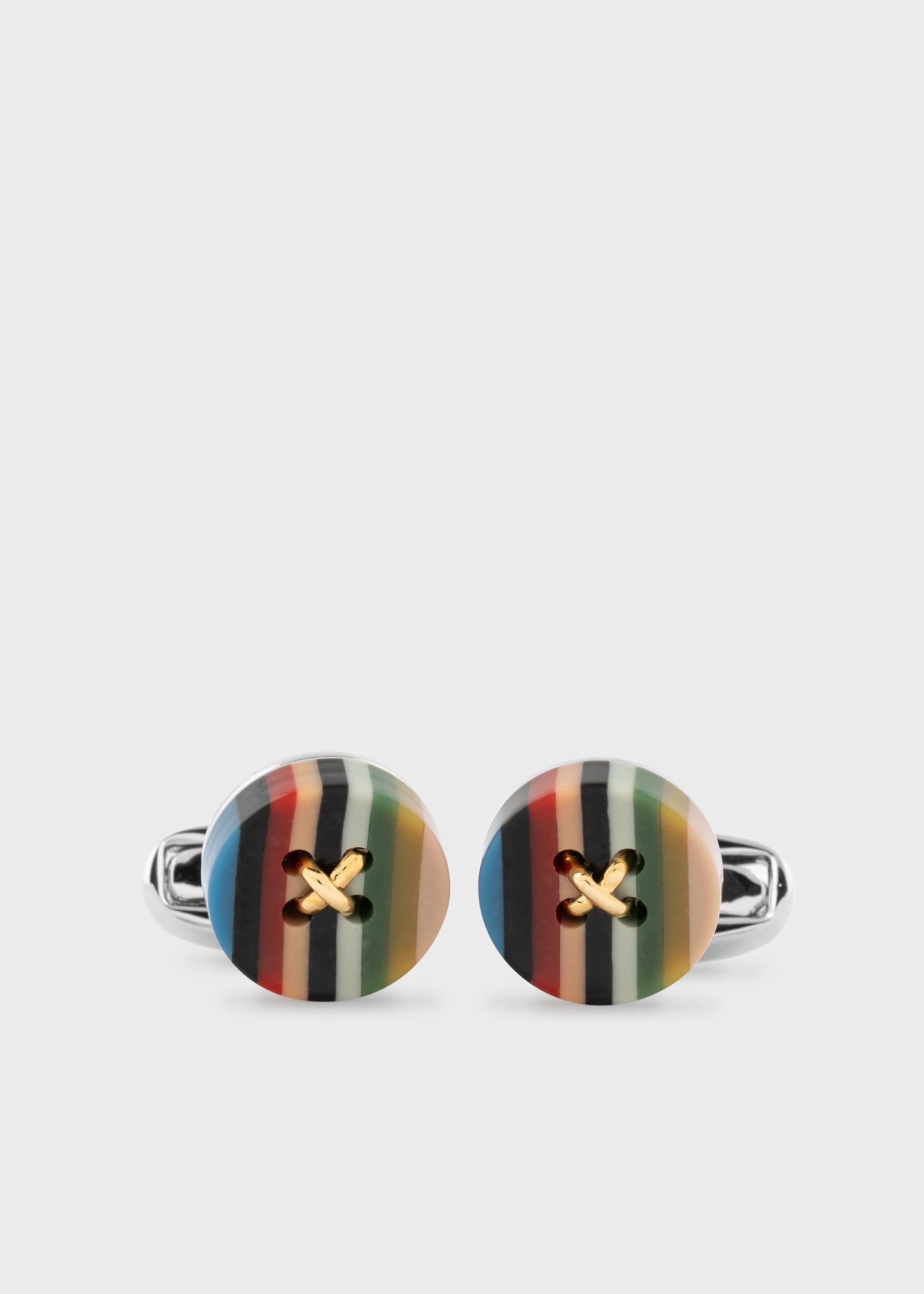 Paul Smith Button Stripe Cufflinks In Multicolour
