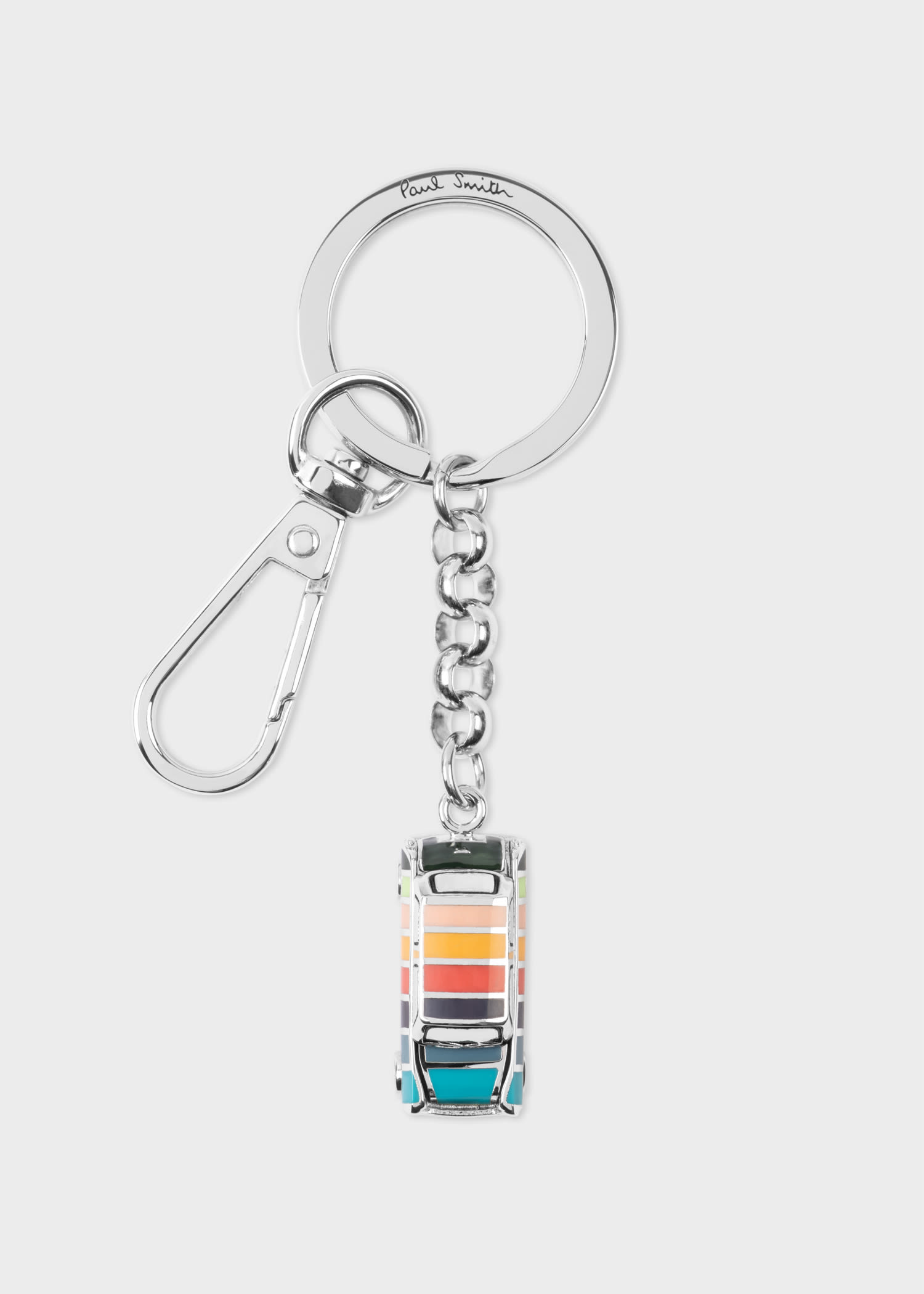 Shop Paul Smith Silver Artist Stripe 'mini' Keyring Multicolour