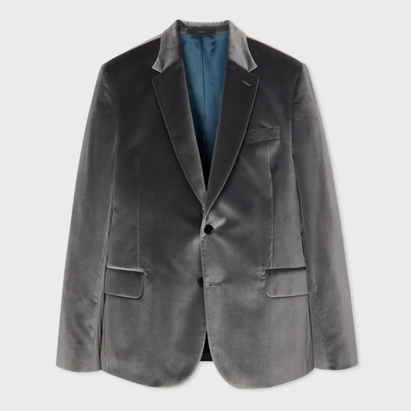 Paul Smith The Soho - Tailored-fit Steel Grey Velvet Blazer In Grey
