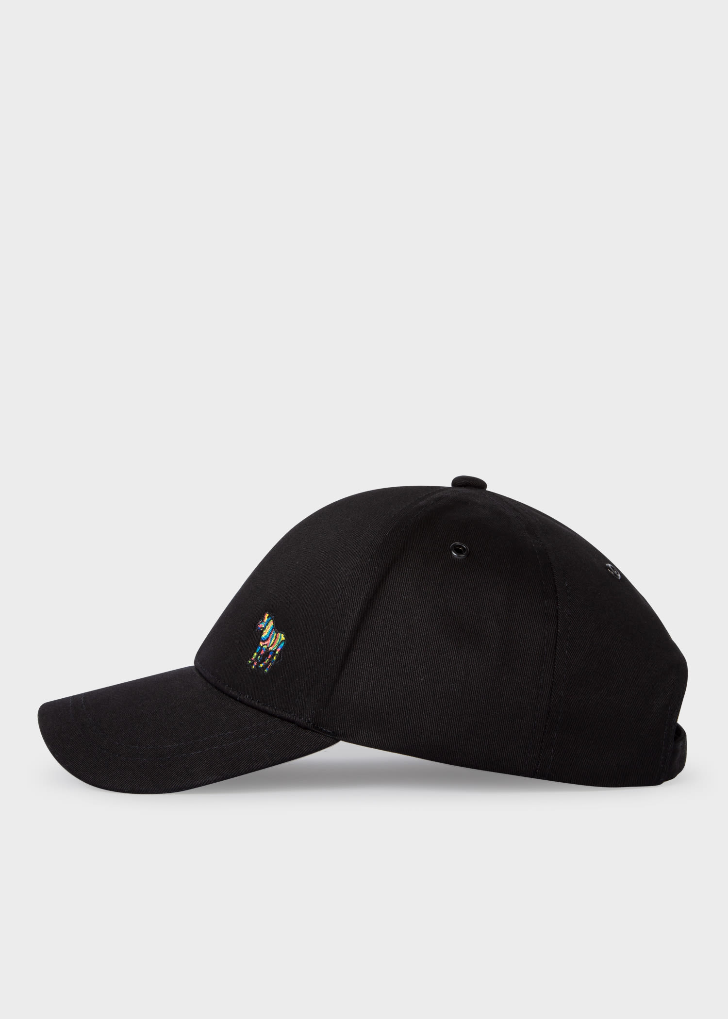 Ps By Paul Smith Black Cotton 'zebra' Logo Baseball Cap