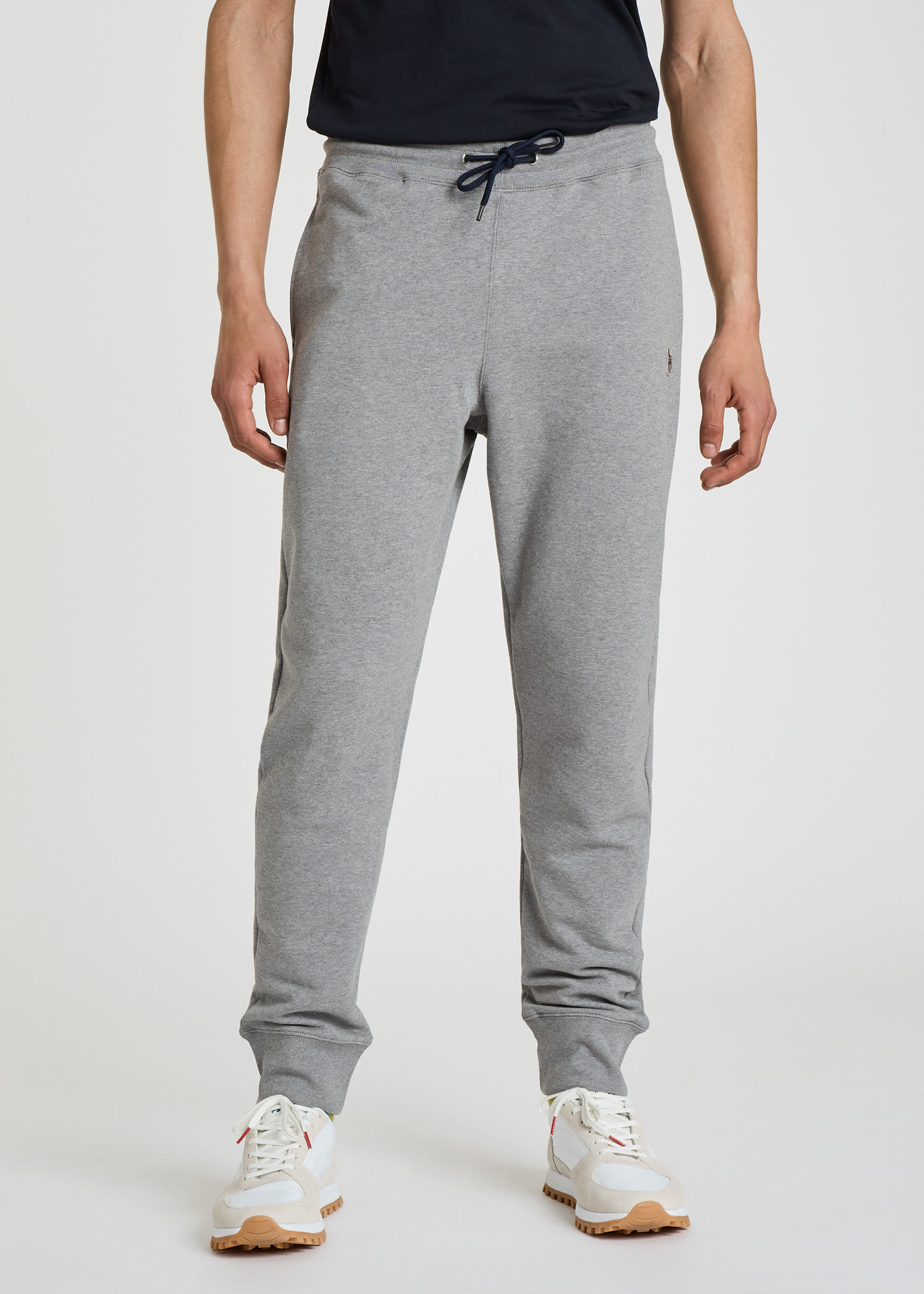 PS BY PAUL SMITH TAPERED-FIT GREY ZEBRA LOGO COTTON SWEATPANTS