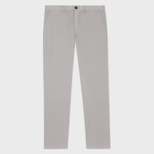 Ps By Paul Smith Tapered-fit Pale Grey Stretch-cotton Chinos In Grey