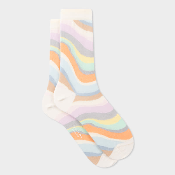 Paul Smith Women's Faded 'swirl' Socks White In Multi