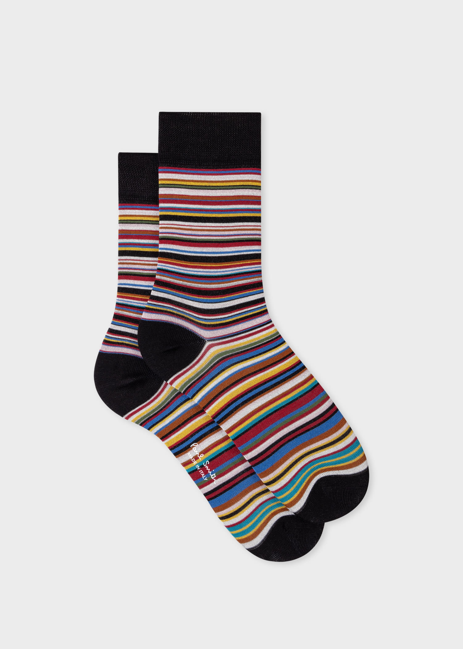 Paul Smith Women's 'signature Stripe' Silk-mix Socks Multicolour In Black