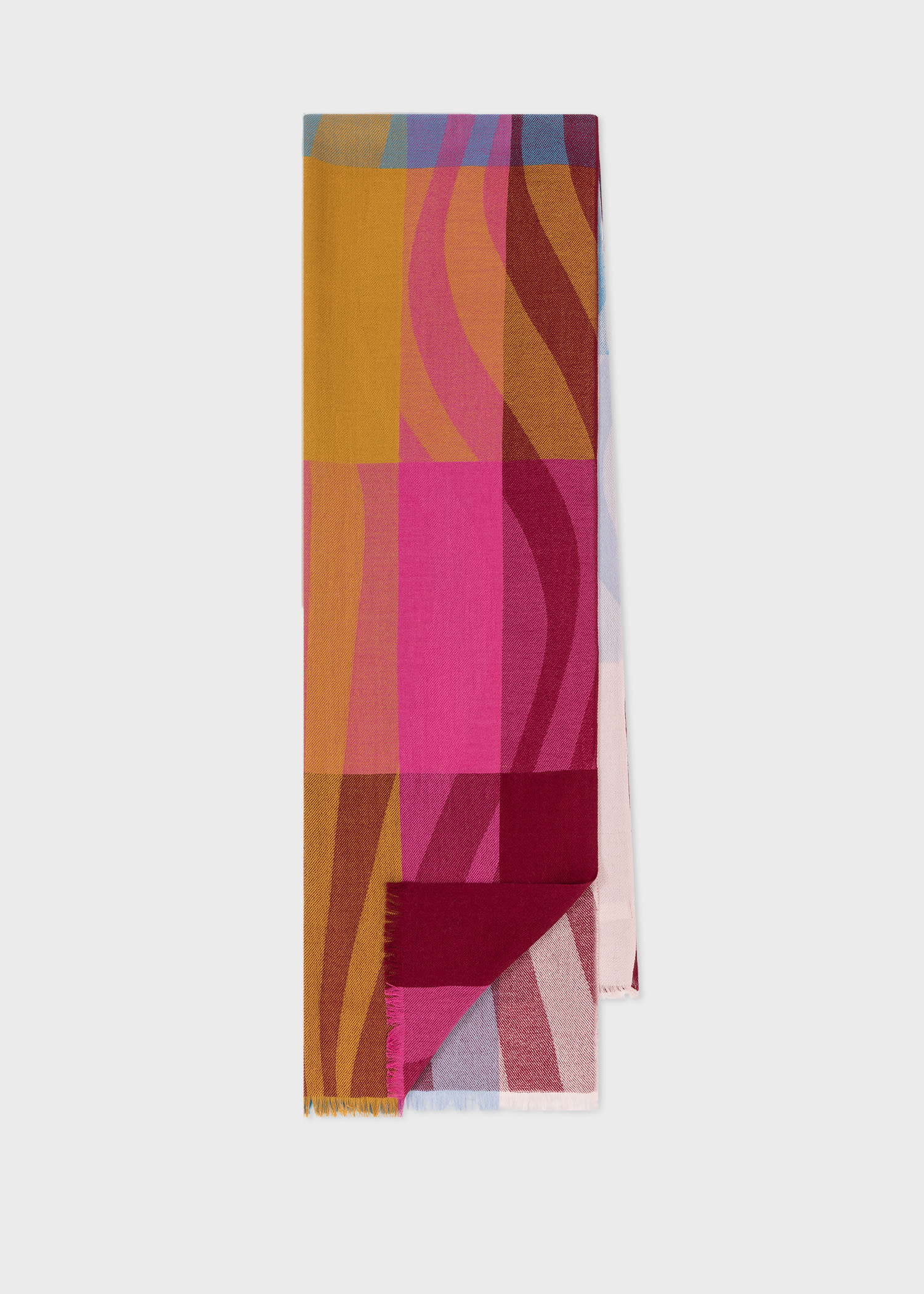 Paul Smith Women's Colourblock 'swirl' Stripe Wool-silk Scarf Multicolour