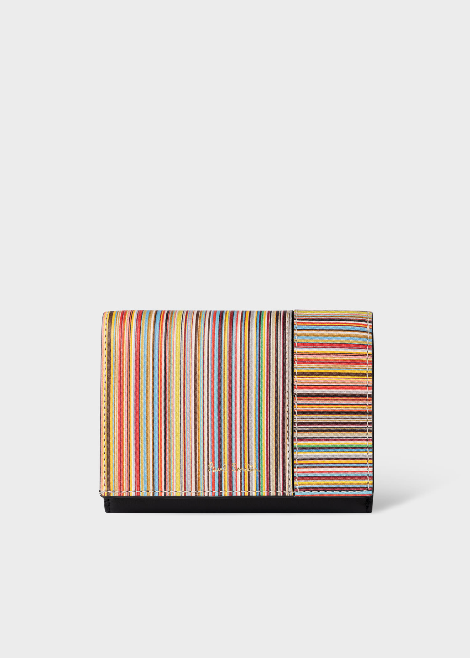 Paul Smith Leather 'signature Stripe' Tri-fold Small Purse Multicolour