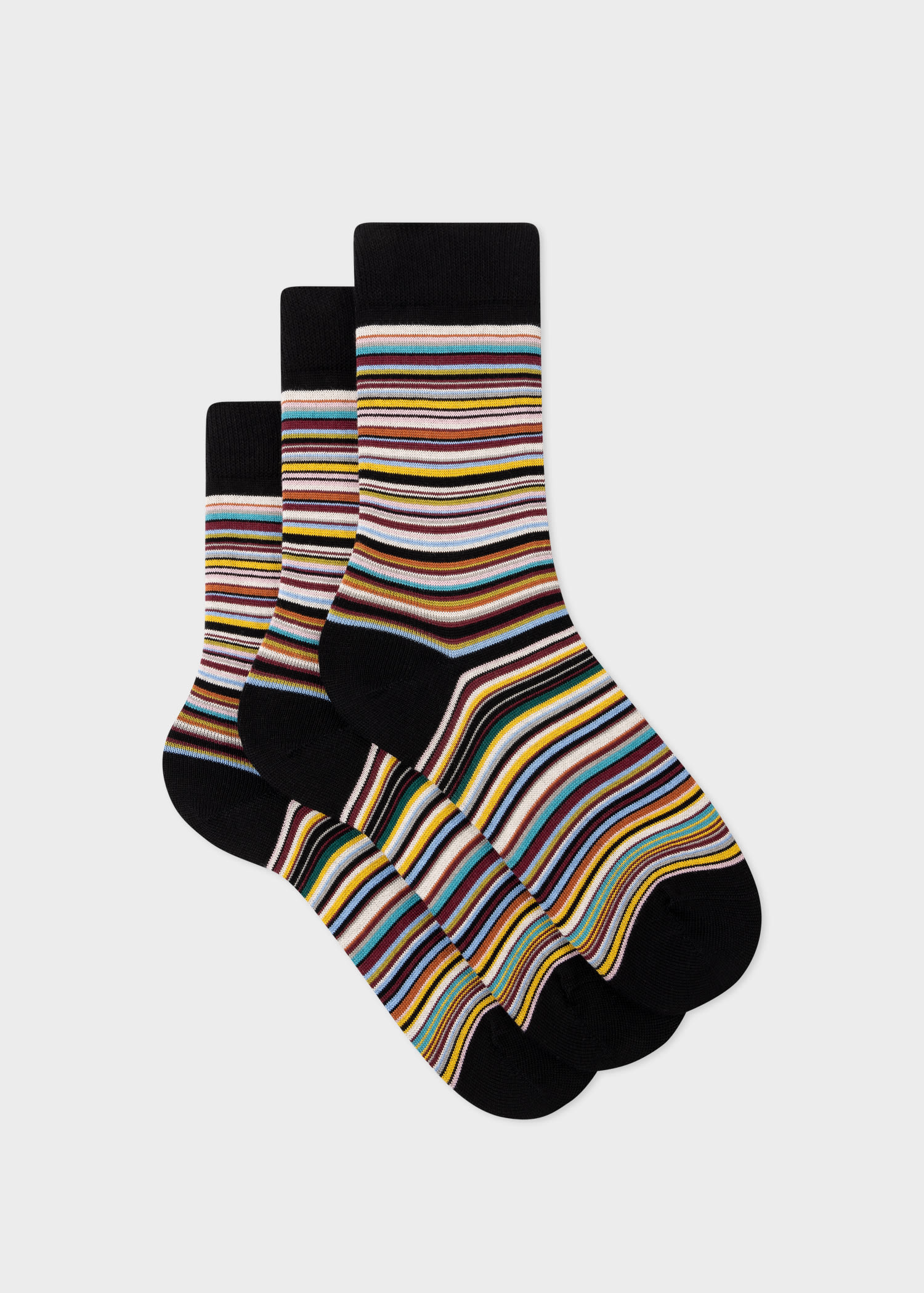 Paul Smith Women's 'signature Stripe' Socks Three Pack Multicolour