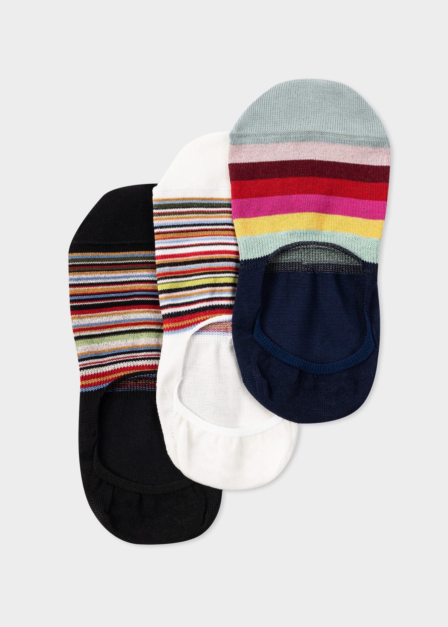 Paul Smith Women's Stripe Loafer Socks Three Pack Multicolour