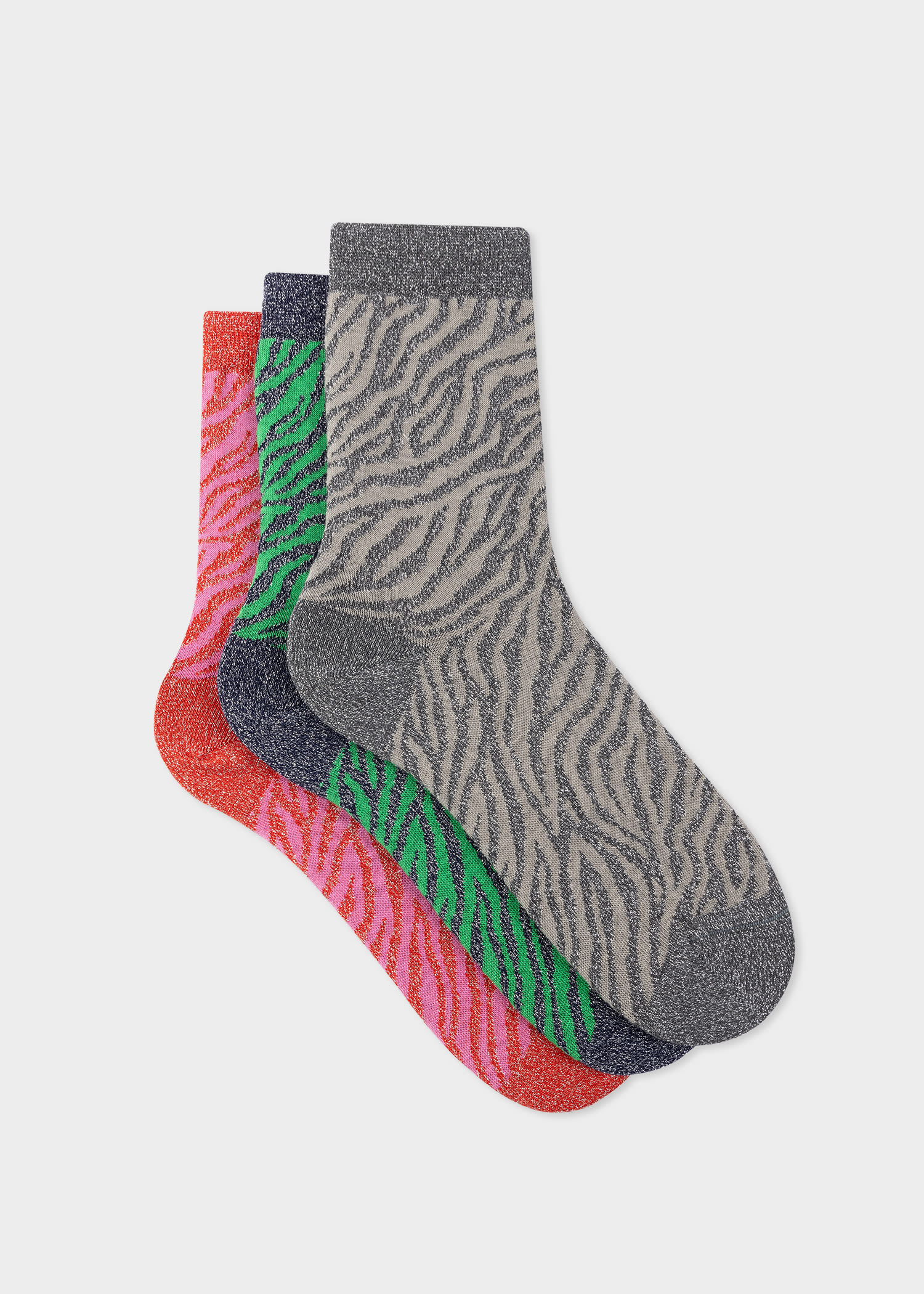 Paul Smith Women's Zebra Glitter Socks Three Pack Multicolour