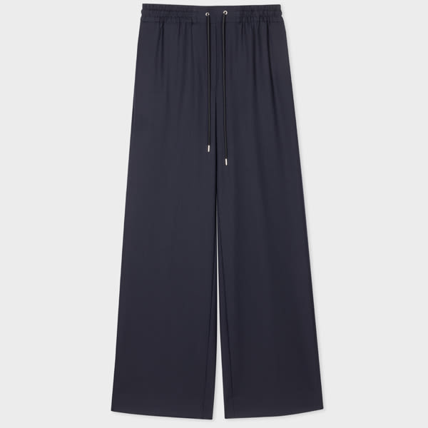 Paul Smith A Suit To Travel In - Navy Drawstring Wide Leg Trousers In Blue