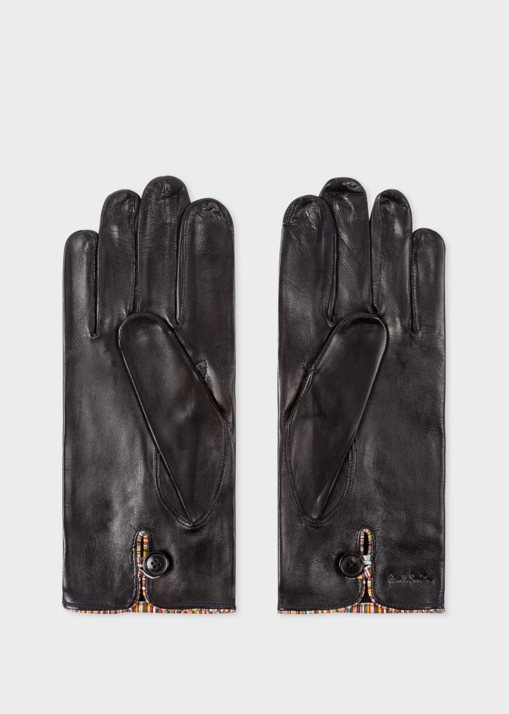 Men s Black Leather Gloves With Signature Stripe Piping