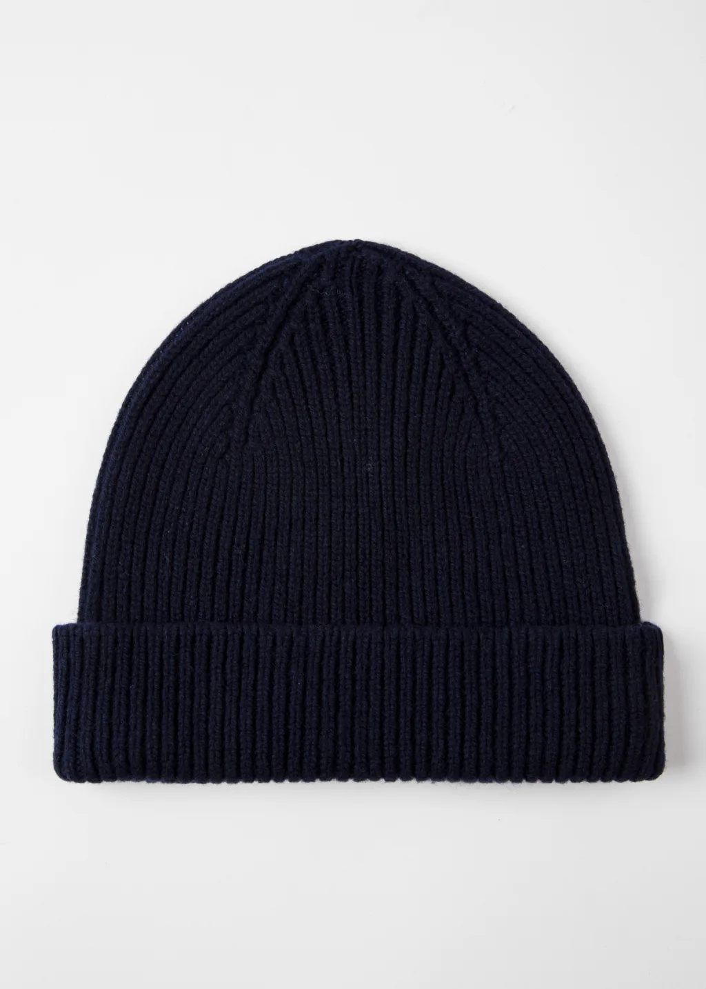 Men's Navy Cashmere-Blend Ribbed Beanie Hat