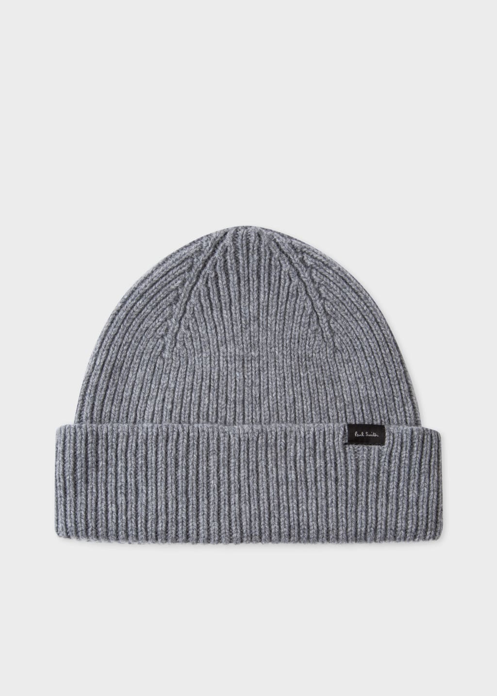Men s Grey Cashmere Blend Ribbed Beanie Hat