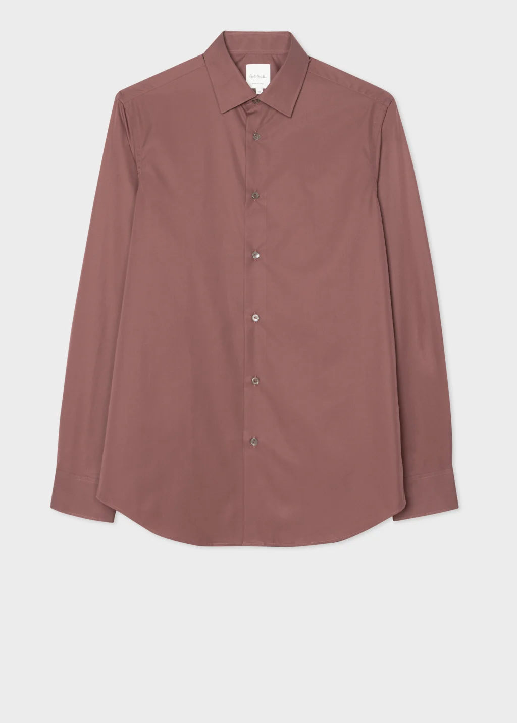 Tailored-Fit Burgundy Cotton 'Signature Stripe' Cuff Shirt