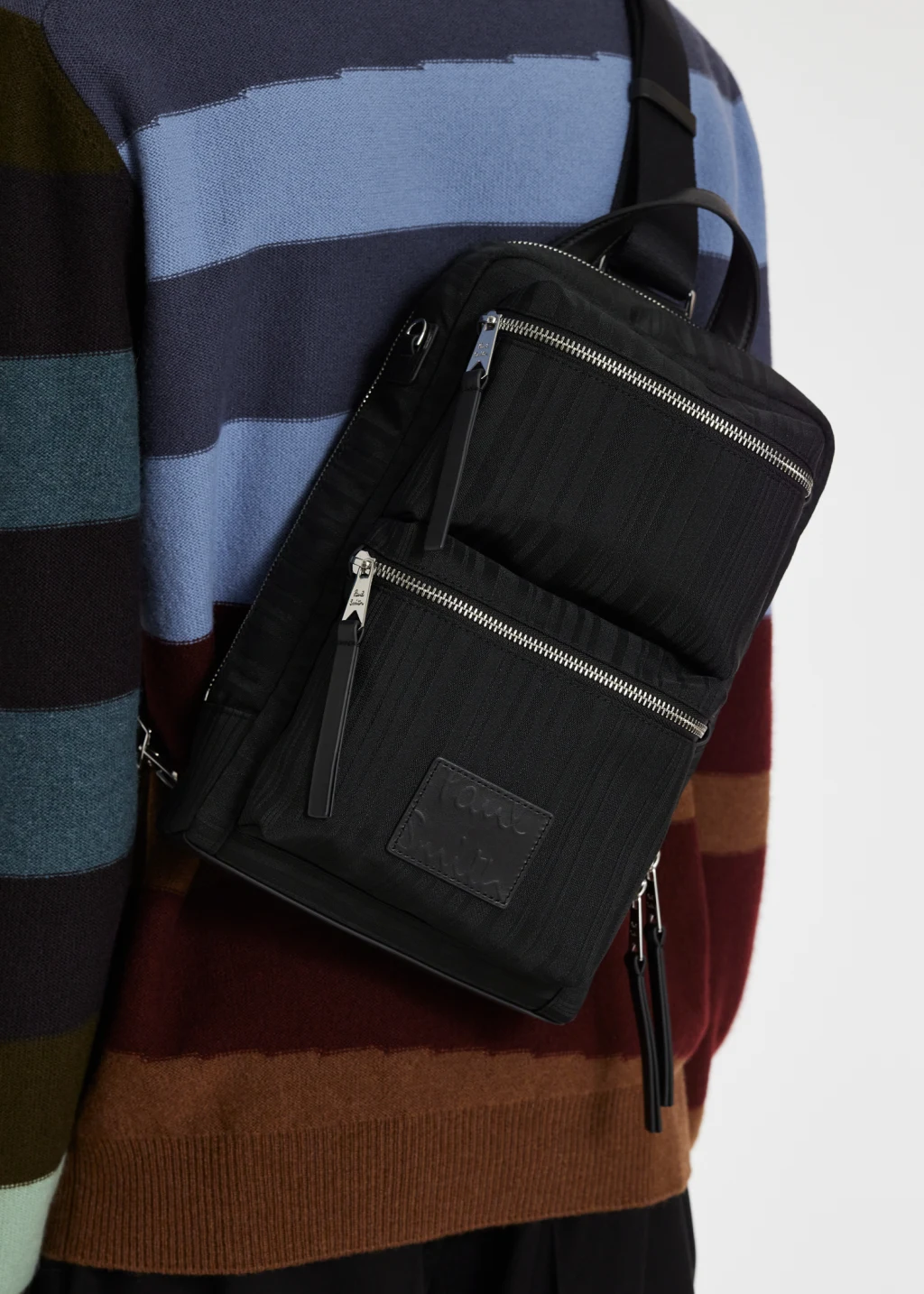 Men s Black Shadow Stripe Sling Pack