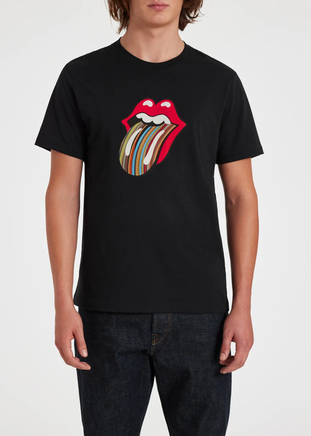Black 'Signature Stripe' Tongue Logo T-Shirt