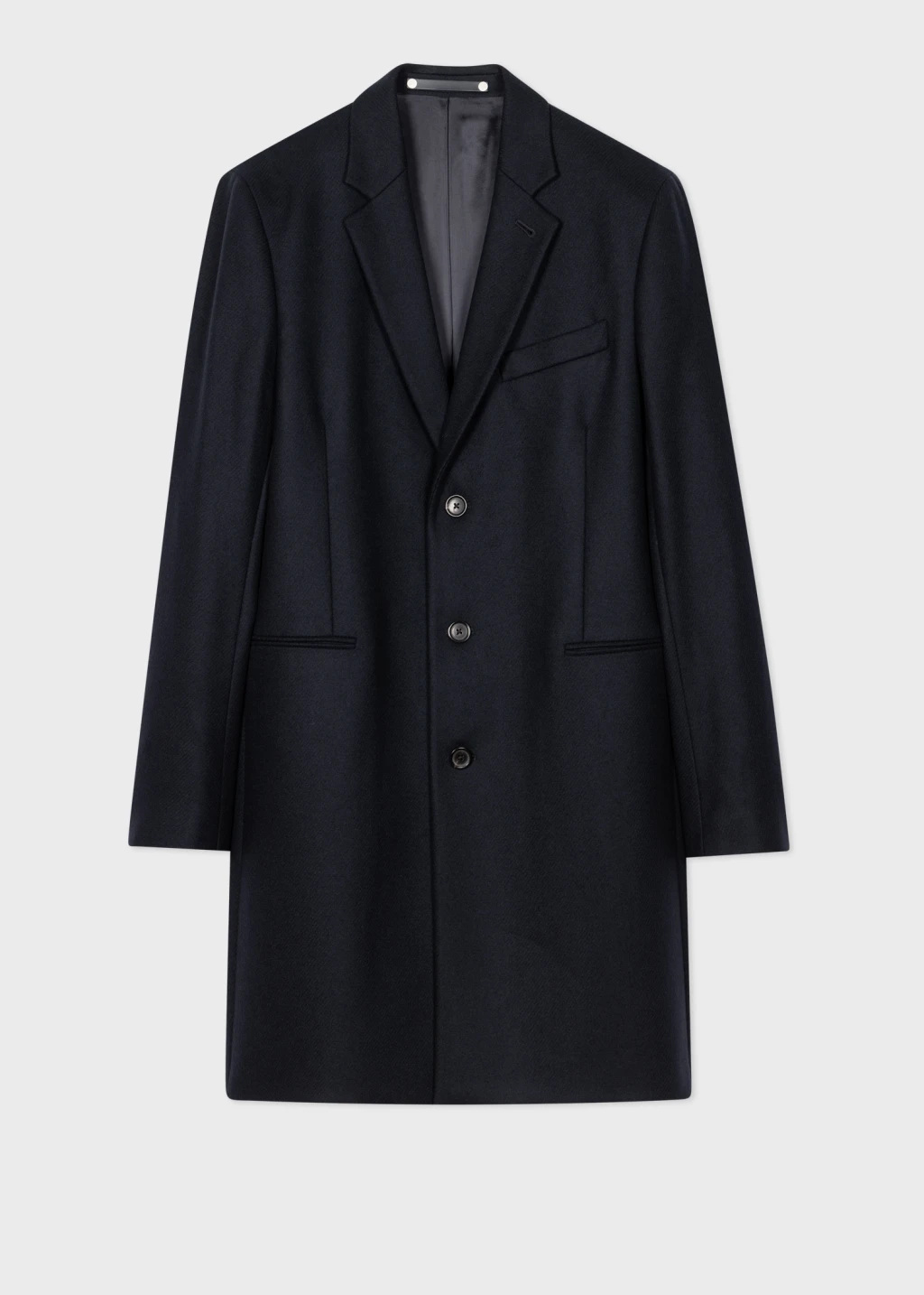 Navy Wool Cashmere Epsom Coat