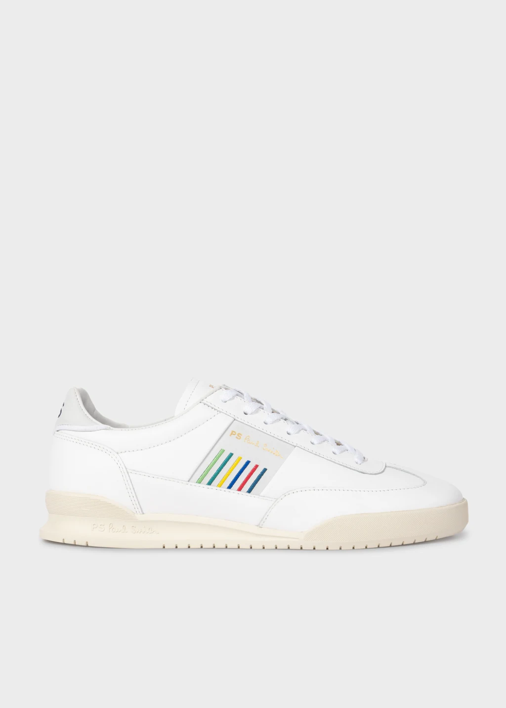 White Leather Dover Sports Stripe Trainers