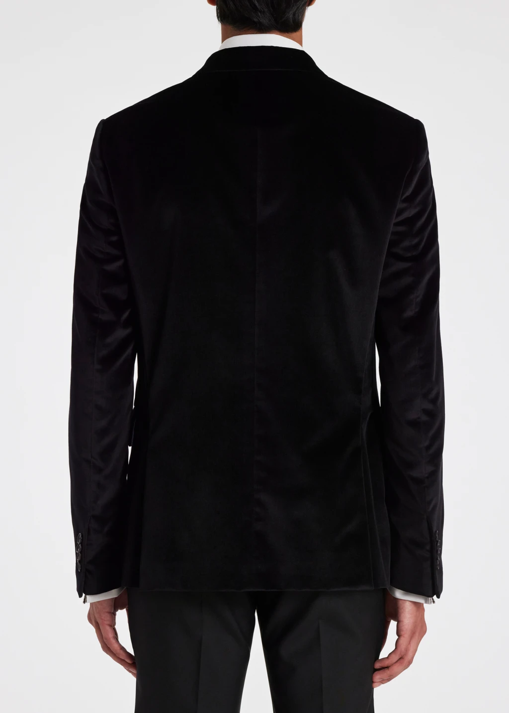 Men's Slim-Fit Black Velvet Two-Button Blazer
