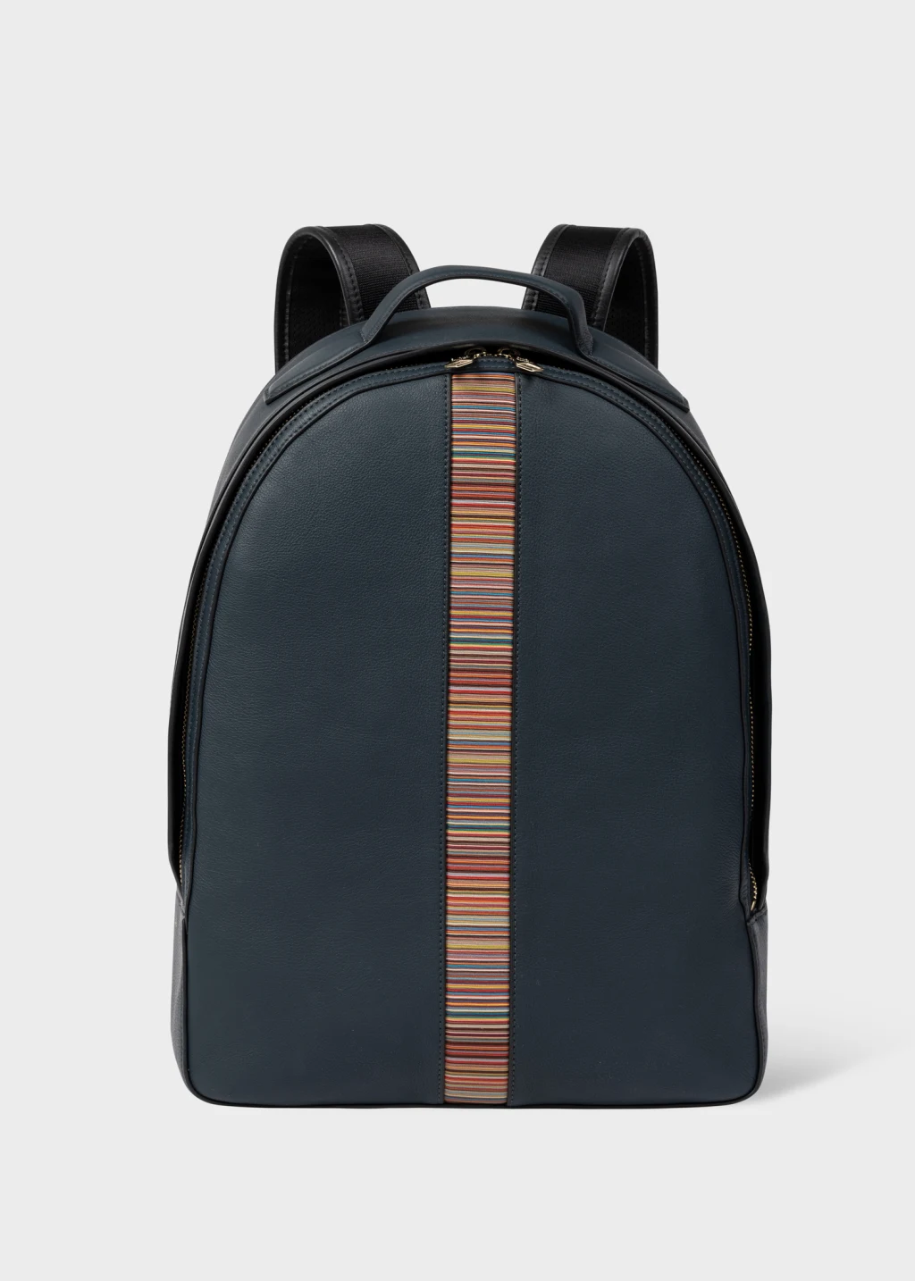 Men's Dark Blue Leather 'Signature Stripe' Backpack