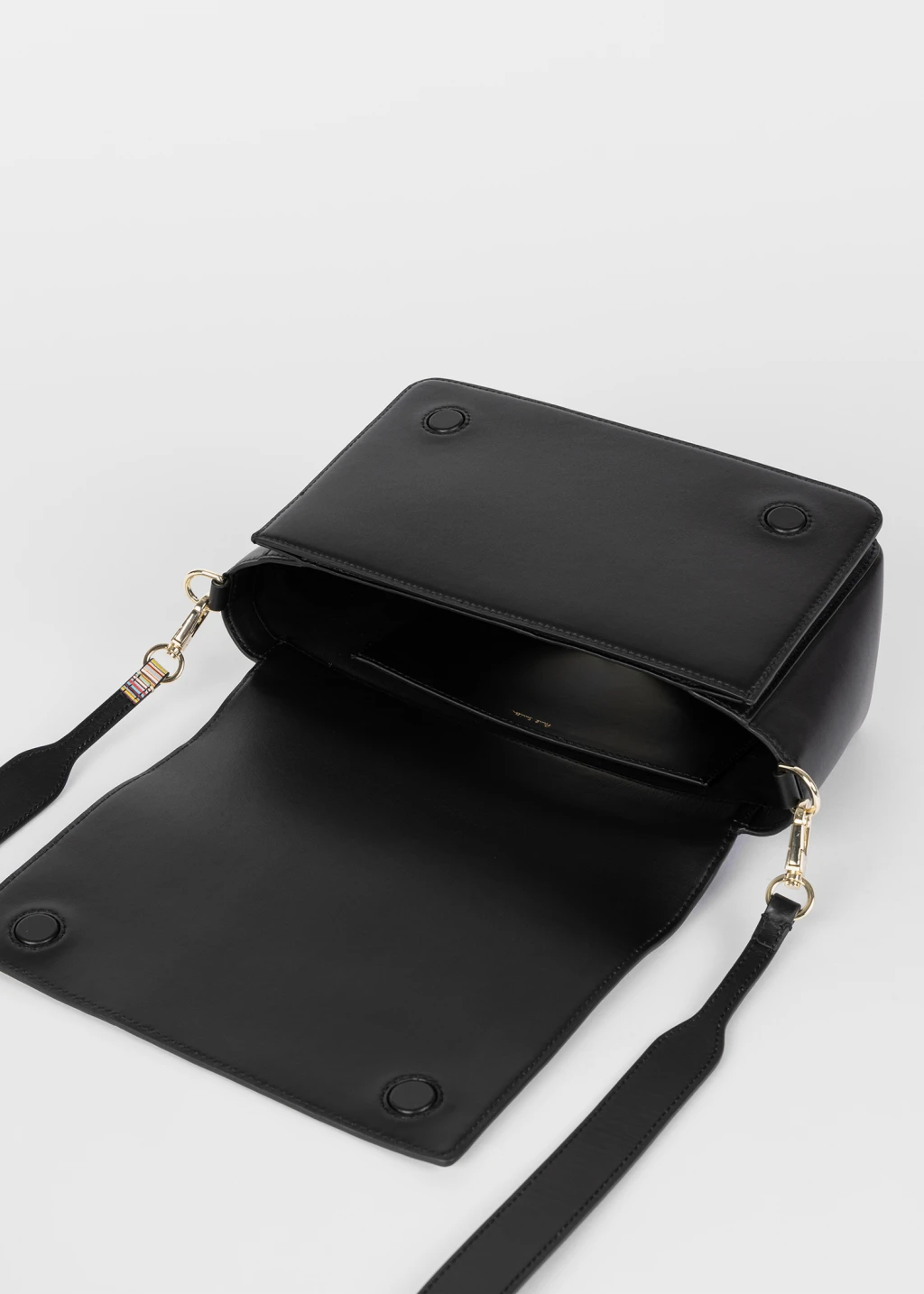 Women's Black Leather 'Signature Stripe' Crossbody Bag