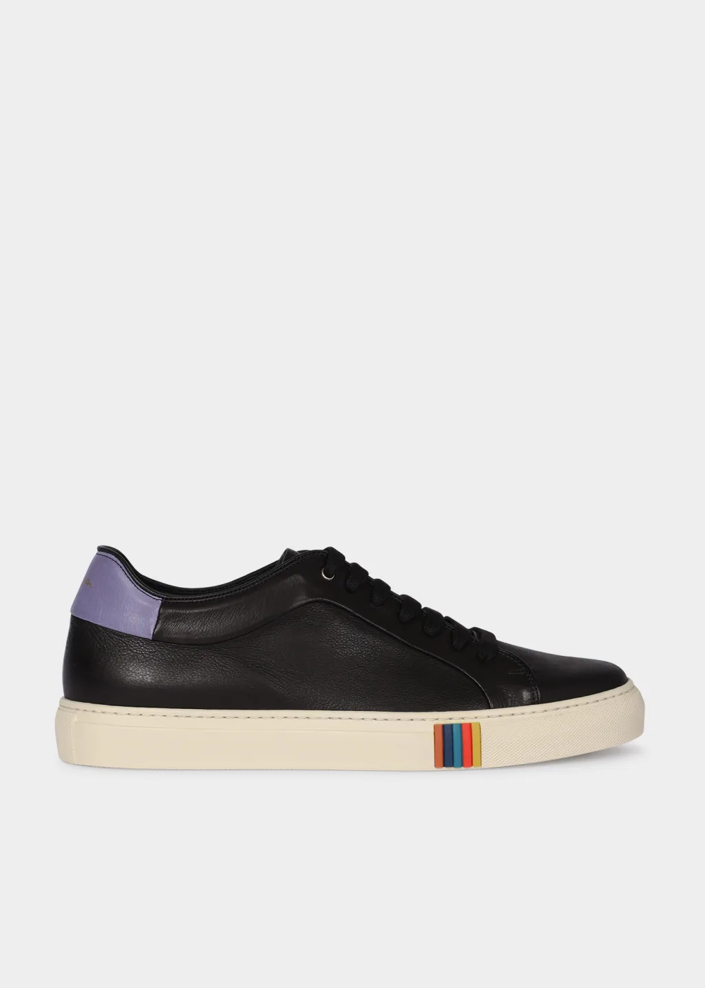Black Leather Basso Sneakers With Purple Trim