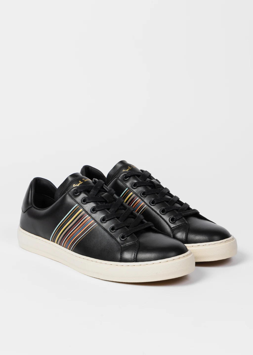 Paul smith black leather trainers on sale