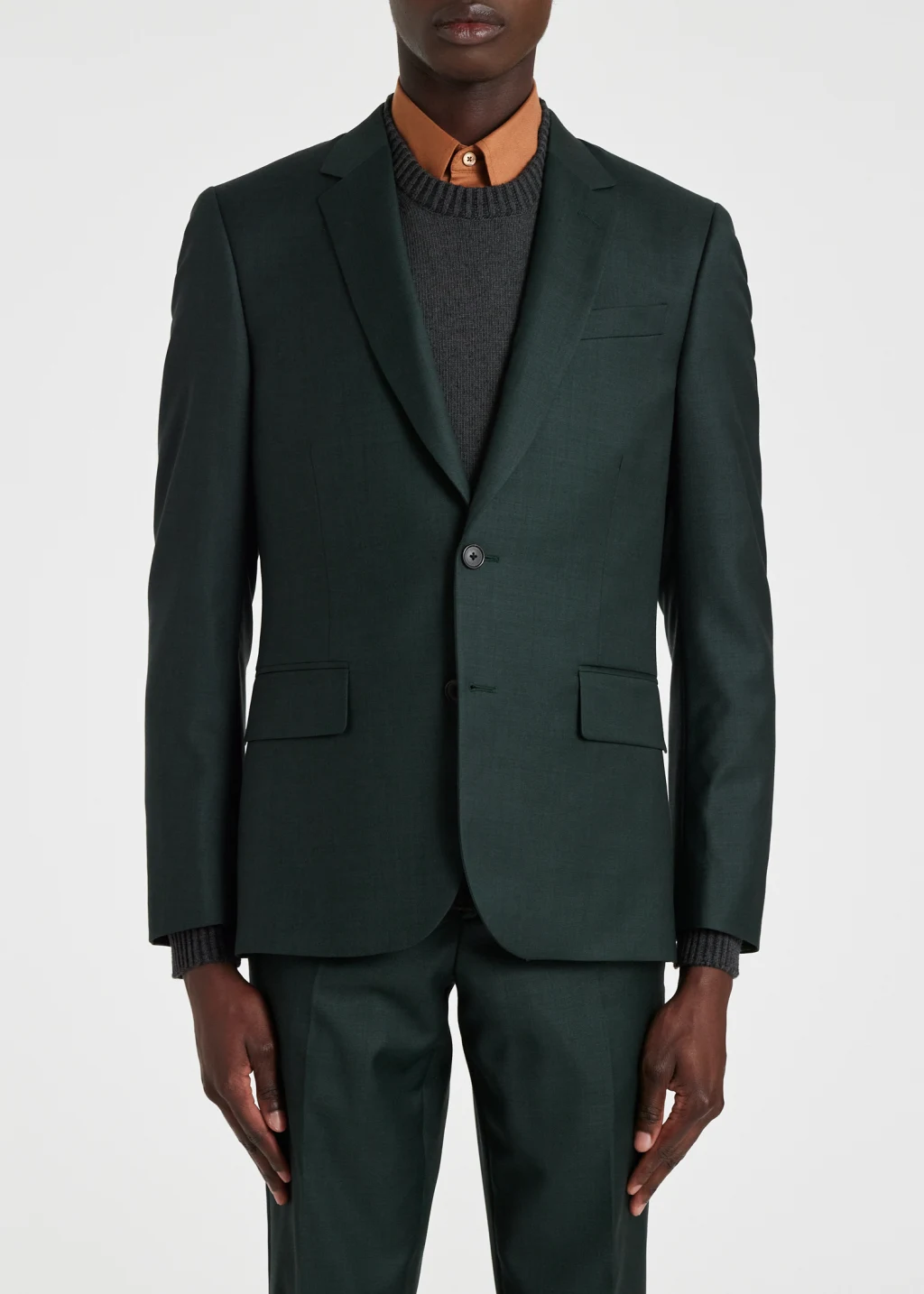 The Soho Tailored Fit Dark Green Sharkskin Wool Suit