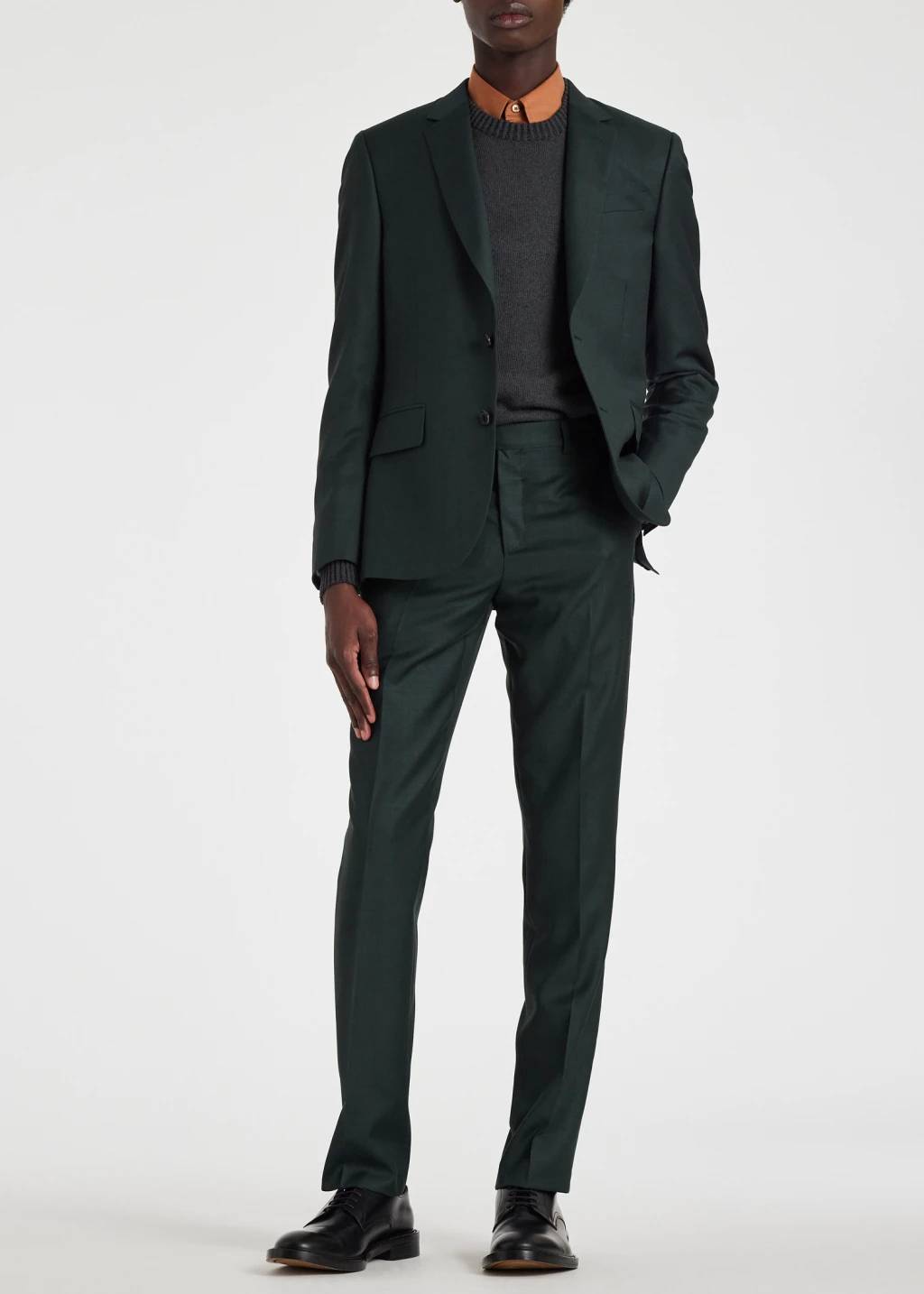 The Soho Tailored Fit Dark Green Sharkskin Wool Suit
