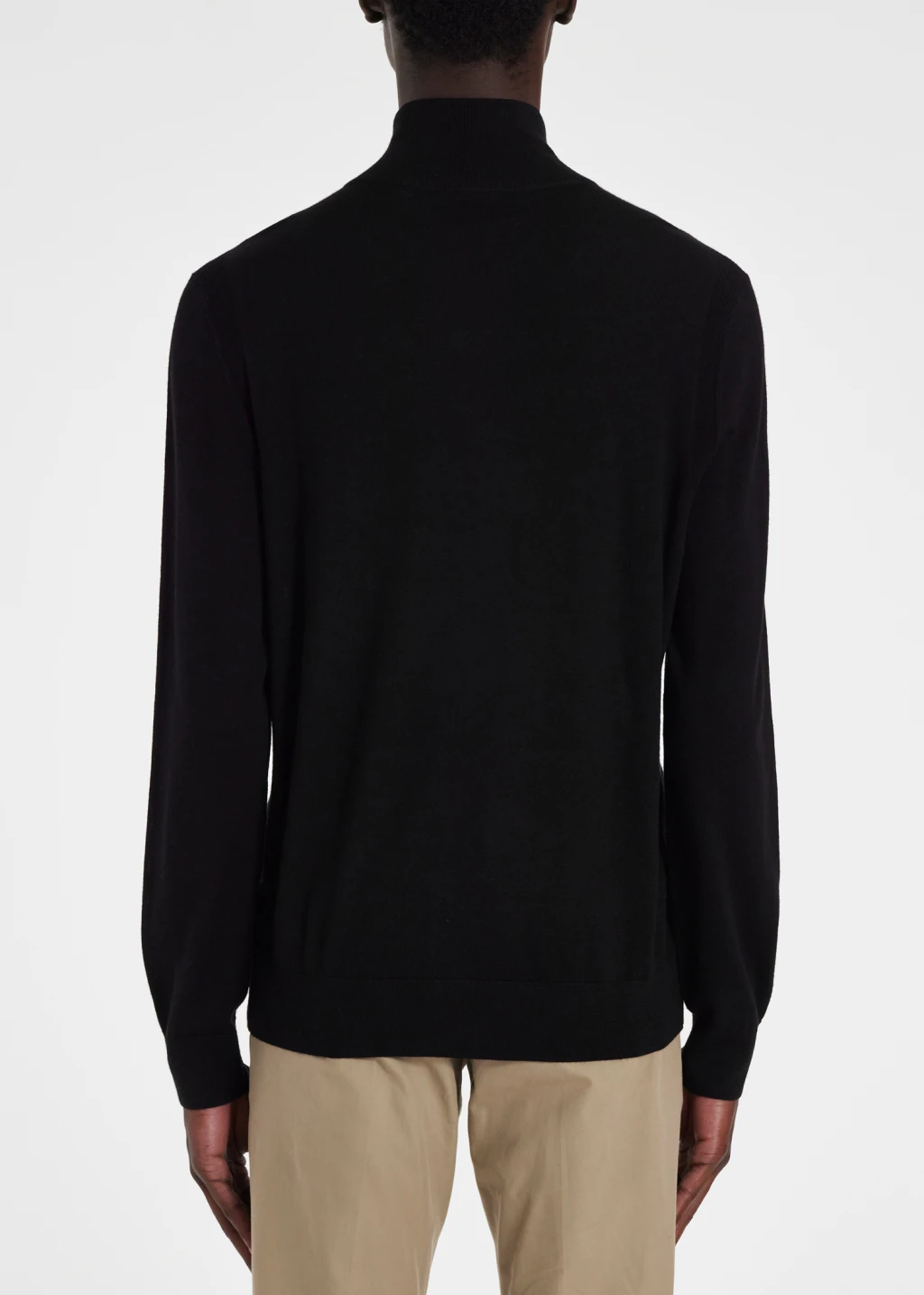 Men's Black Merino Wool Half Zip Sweater