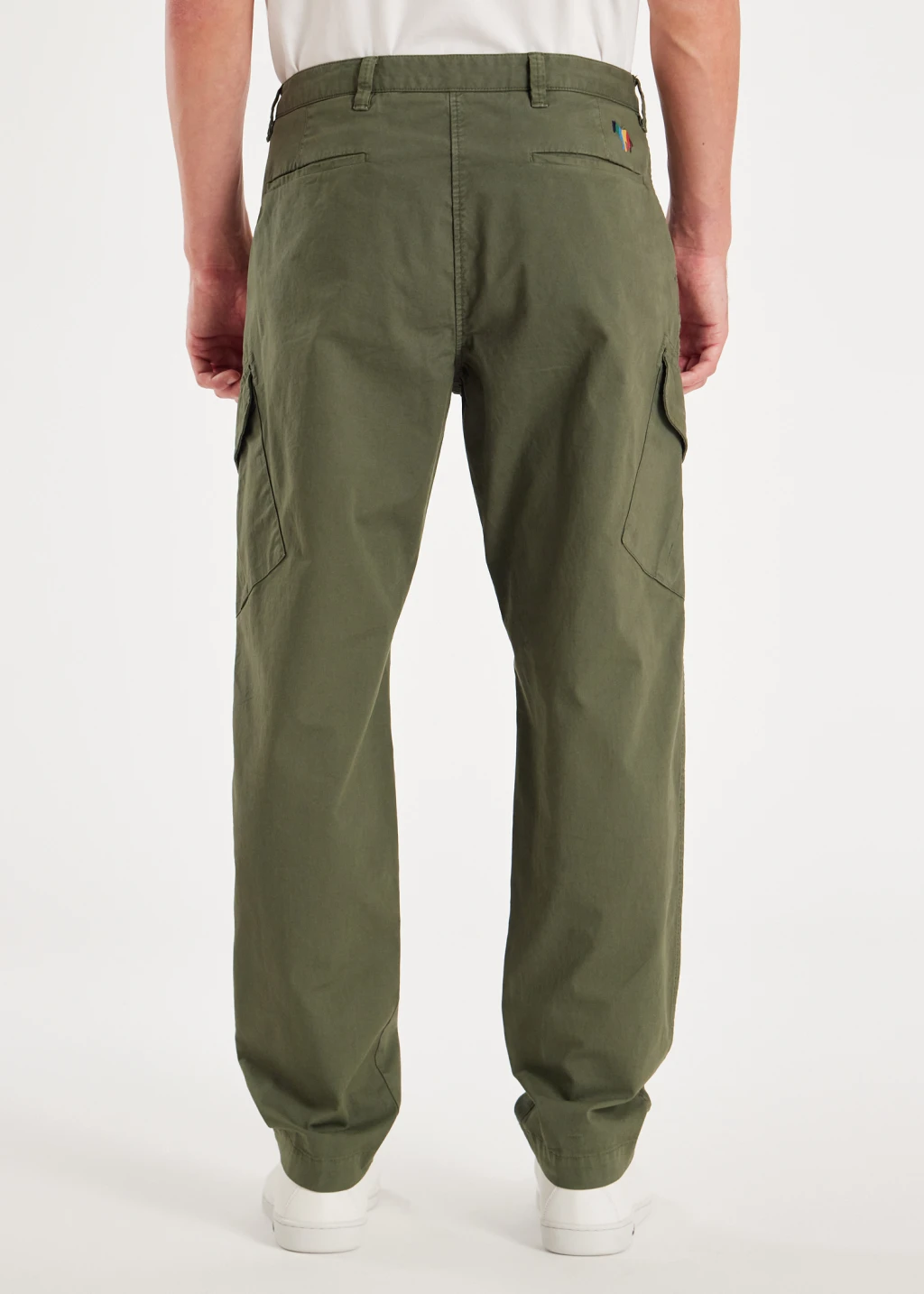 Men s Green Stretch Cotton Twill Cargo Trousers