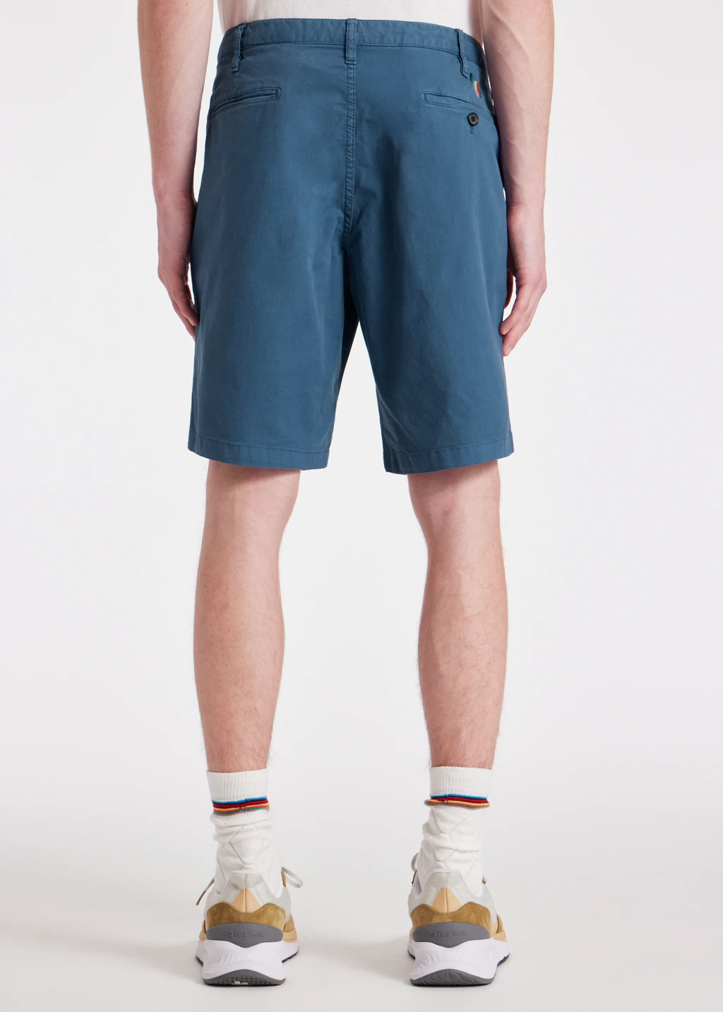 Men s Washed Blue Cotton Twill Broad Stripe Zebra Shorts