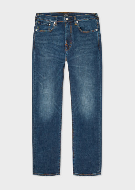 폴 스미스 청바지 Paul Smith Mens Tapered-Fit Crosshatch Stretch Blue-Rinse Jeans
