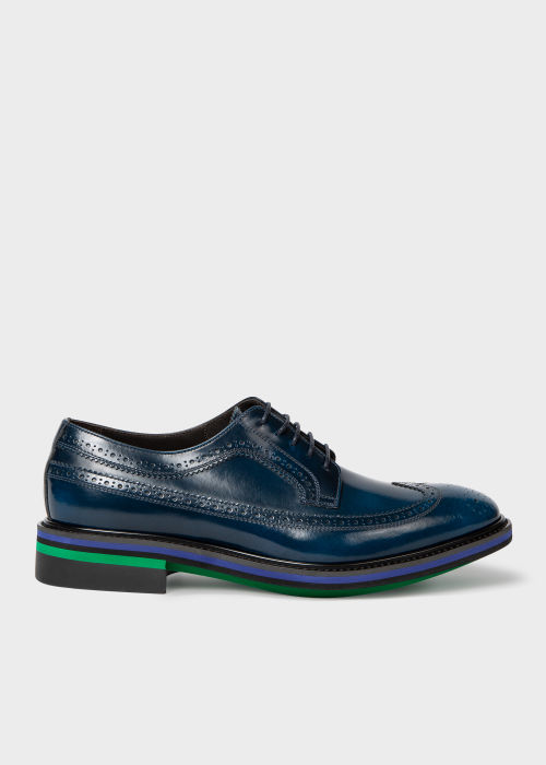 blue leather brogues mens