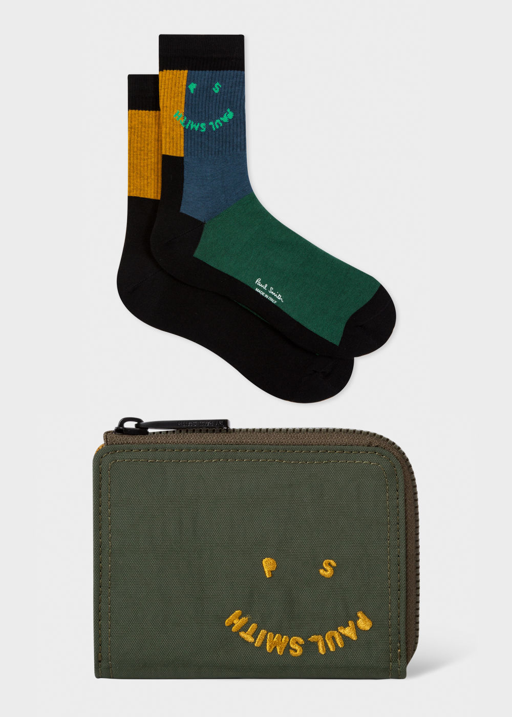 'Happy' Zip-Around Wallet & Socks Gift Set